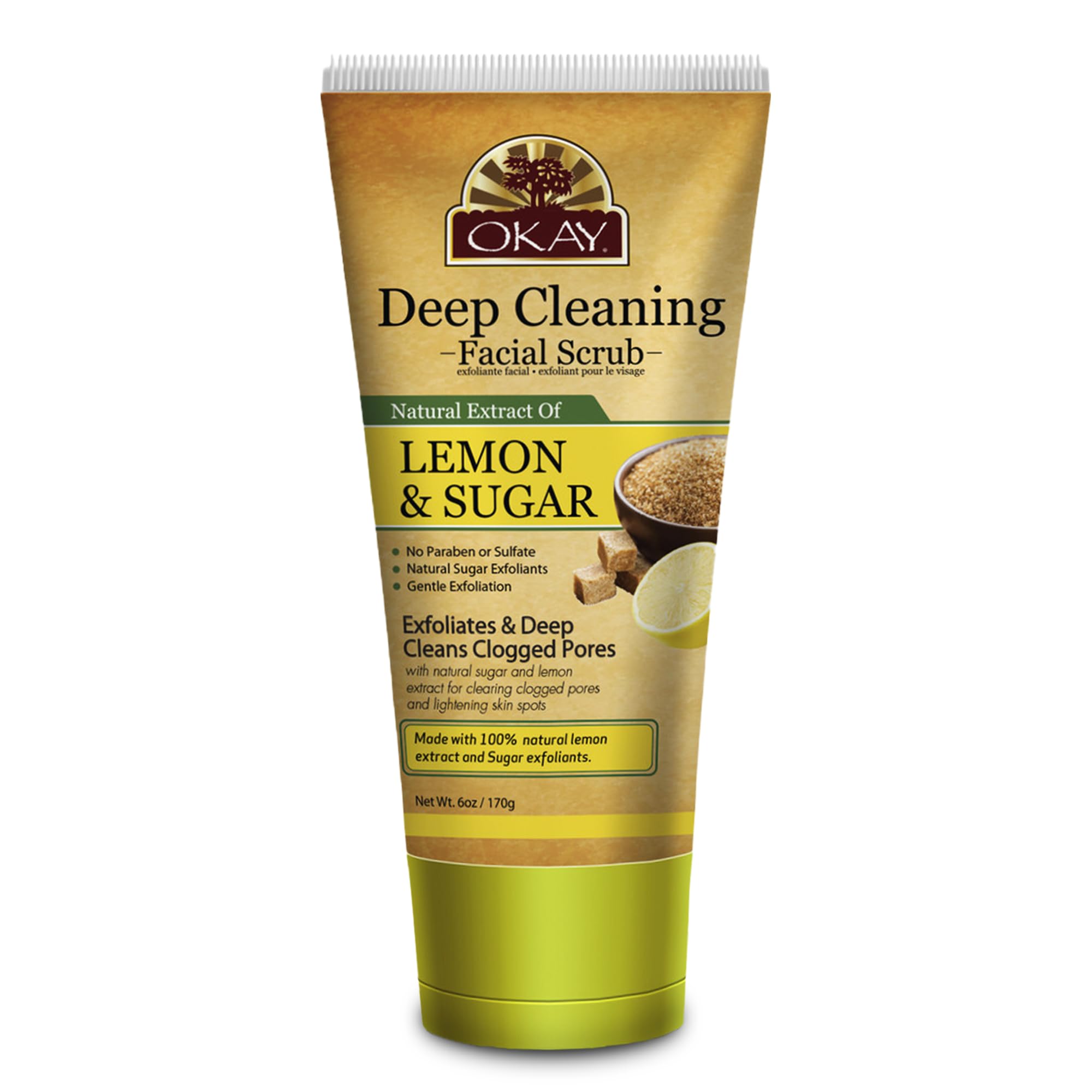 OKAY Oil Control Facial Scrub Exfoliator - Exfoliating Face Wash, Face Scrub for Women and Men, Moisturizing and Brightening, Le