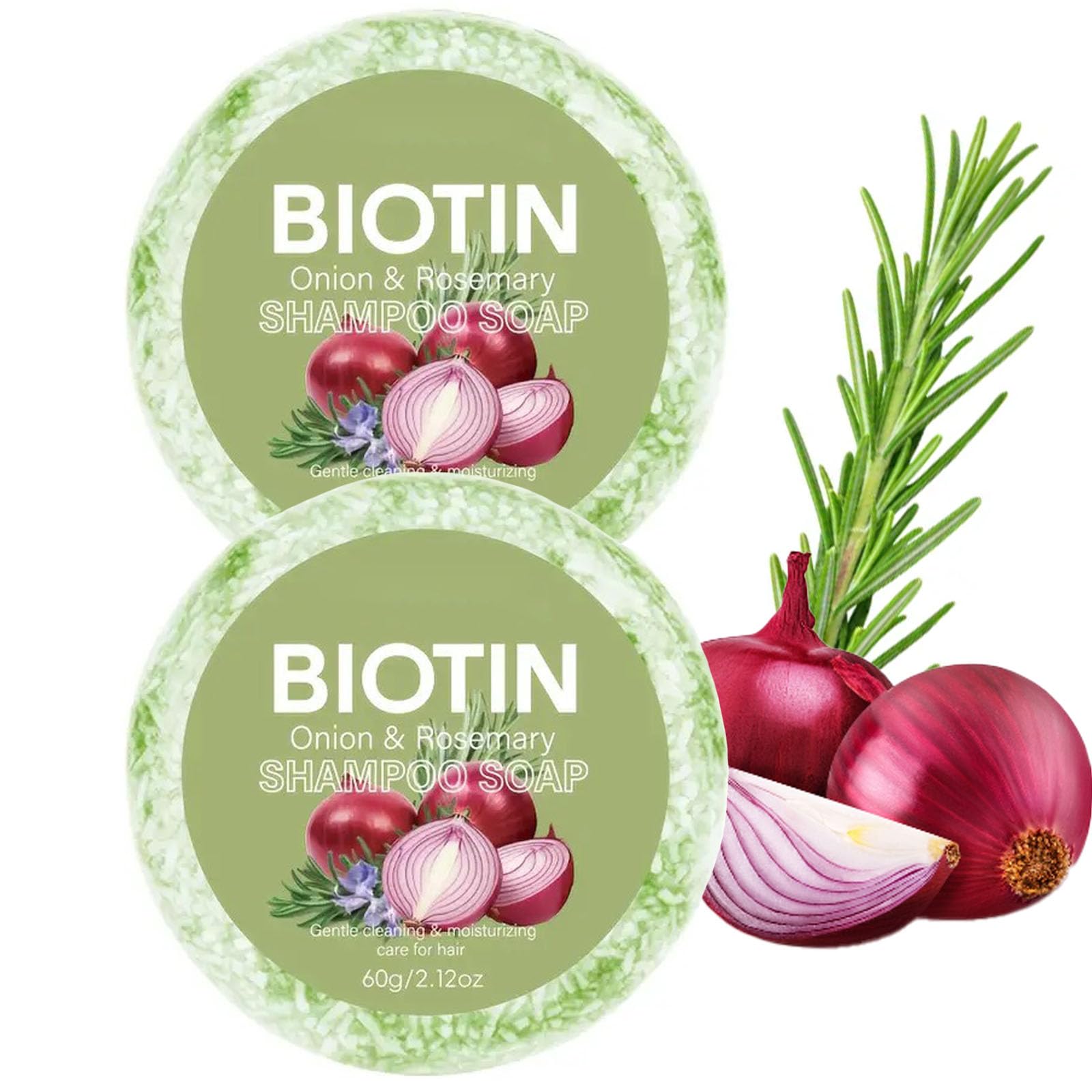 2 PC Onion Biotin and Rosemary Shampoo Bar for Hair Growth, Onion Biotin Shampoo Bar for Hair Loss and Thinning Hair, Hydrating 