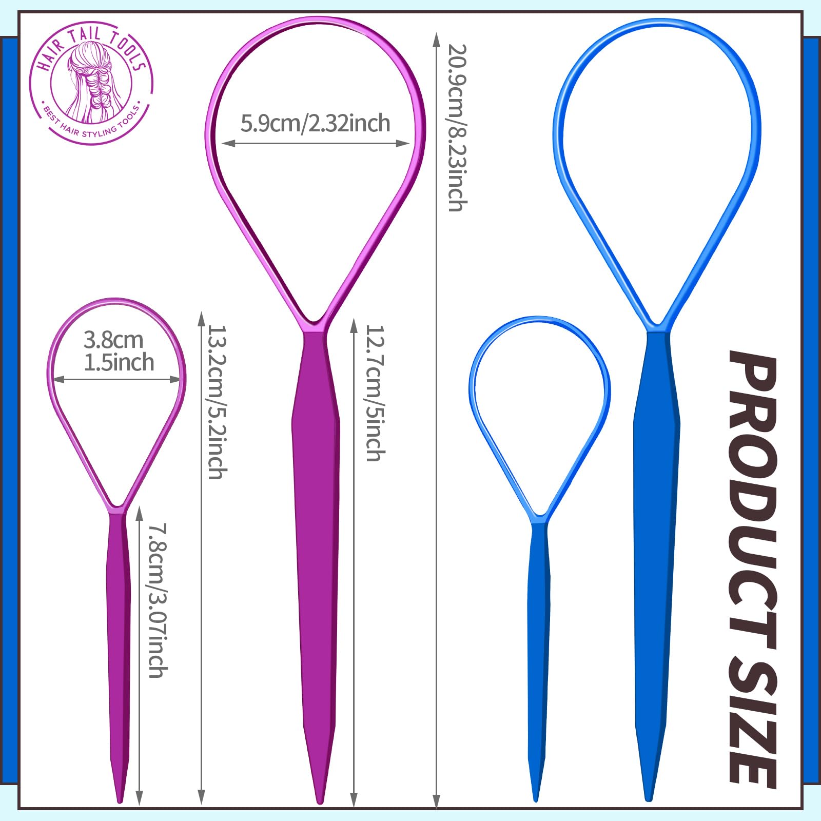 Teenitor Tail Hair Loop Styling Tool, Large + Small Hair Pull Through Tool Hair Accessories For Women, French Braiding Hair Tool