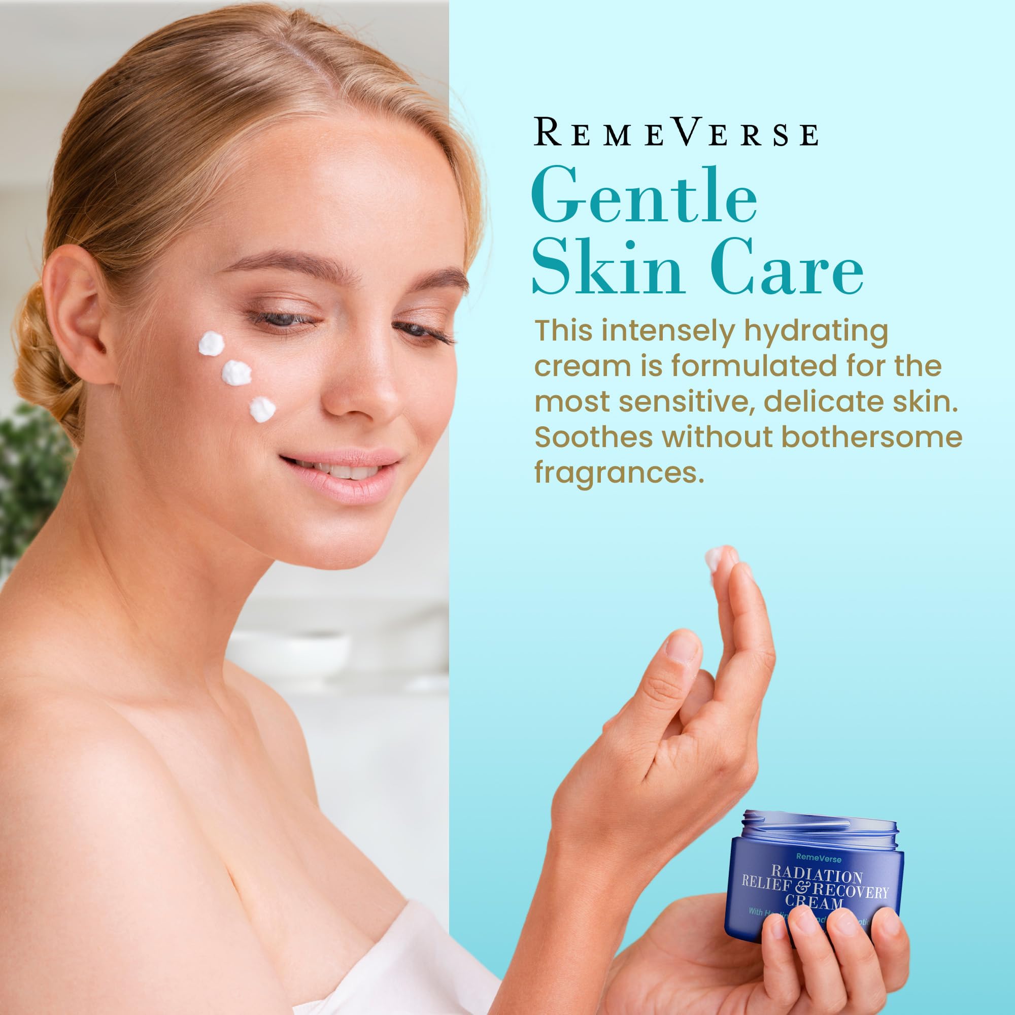 RemeVerse Radiation Cream - Unscented, Gentle, Hyaluronic Acid, Peptides & Calendula Cream for Burns, Soothing Skin and Hydrate