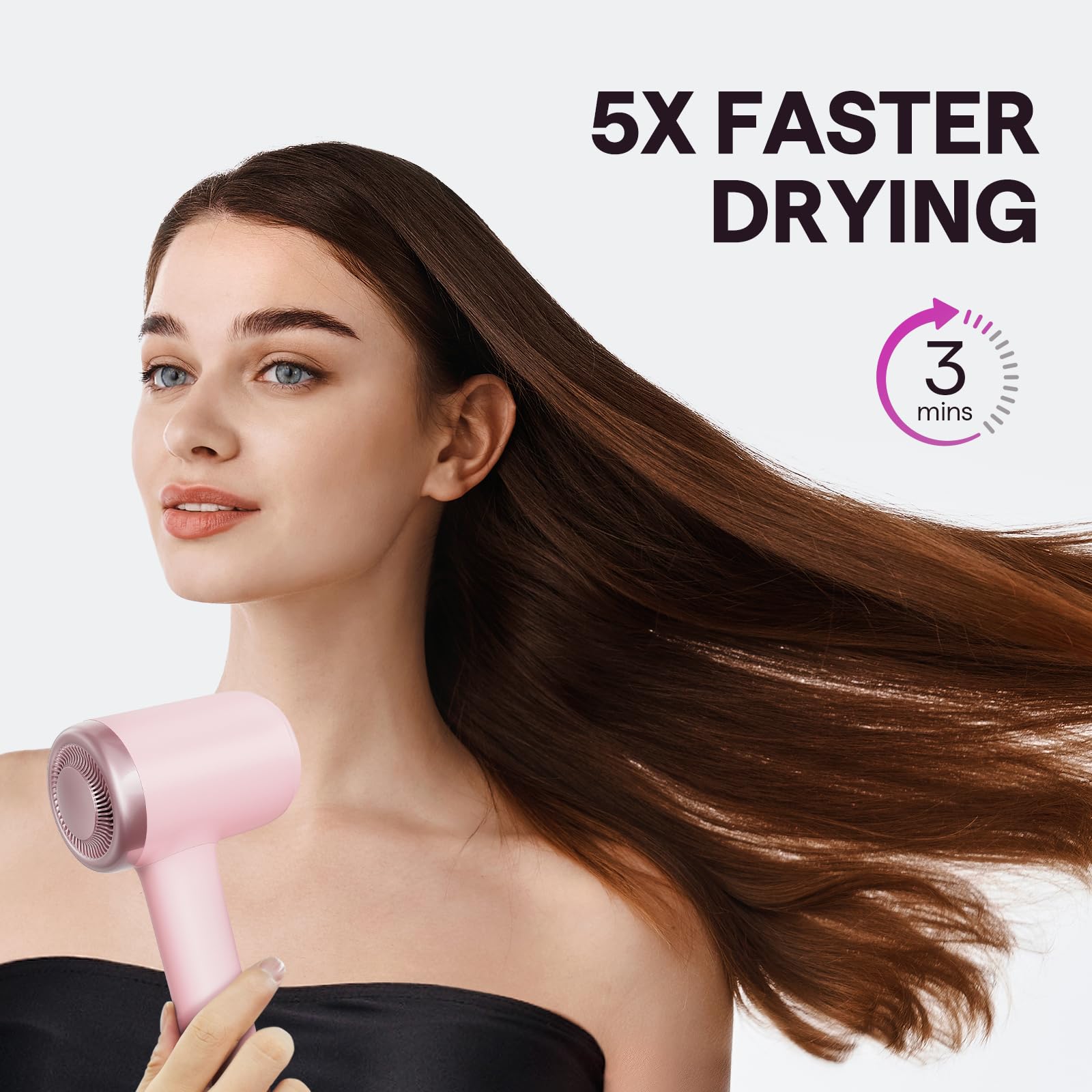 Hair Dryer, Wavytalk Turblow Pro Fast Drying Blow Dryer, High Speed Hair Dryer for Women with 110,000 RPM, Pro Negative Ions for