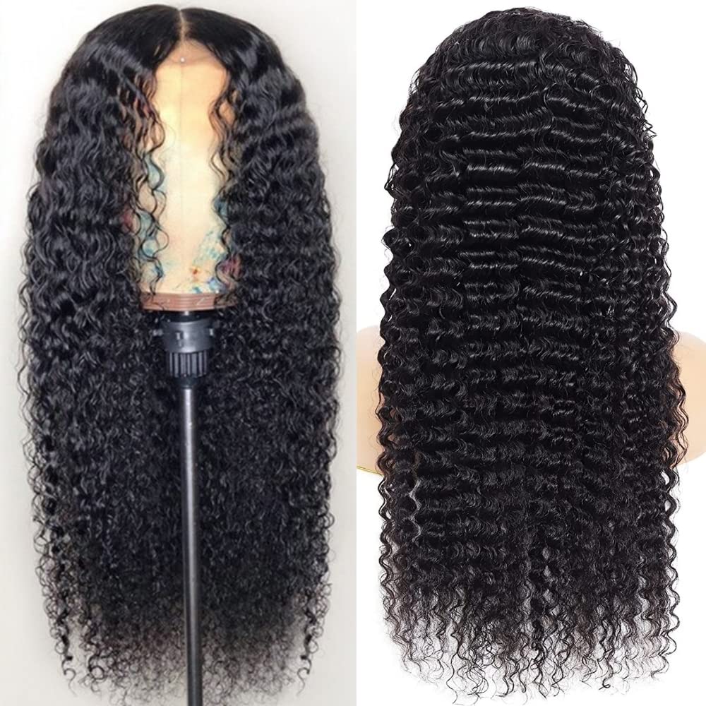 Pinketer Deep Wave Lace Front Wigs Human Hair Natural 13X4 Swiss Lace Frontal Human Hair Wig 180% Density Brazilian Virgin Human