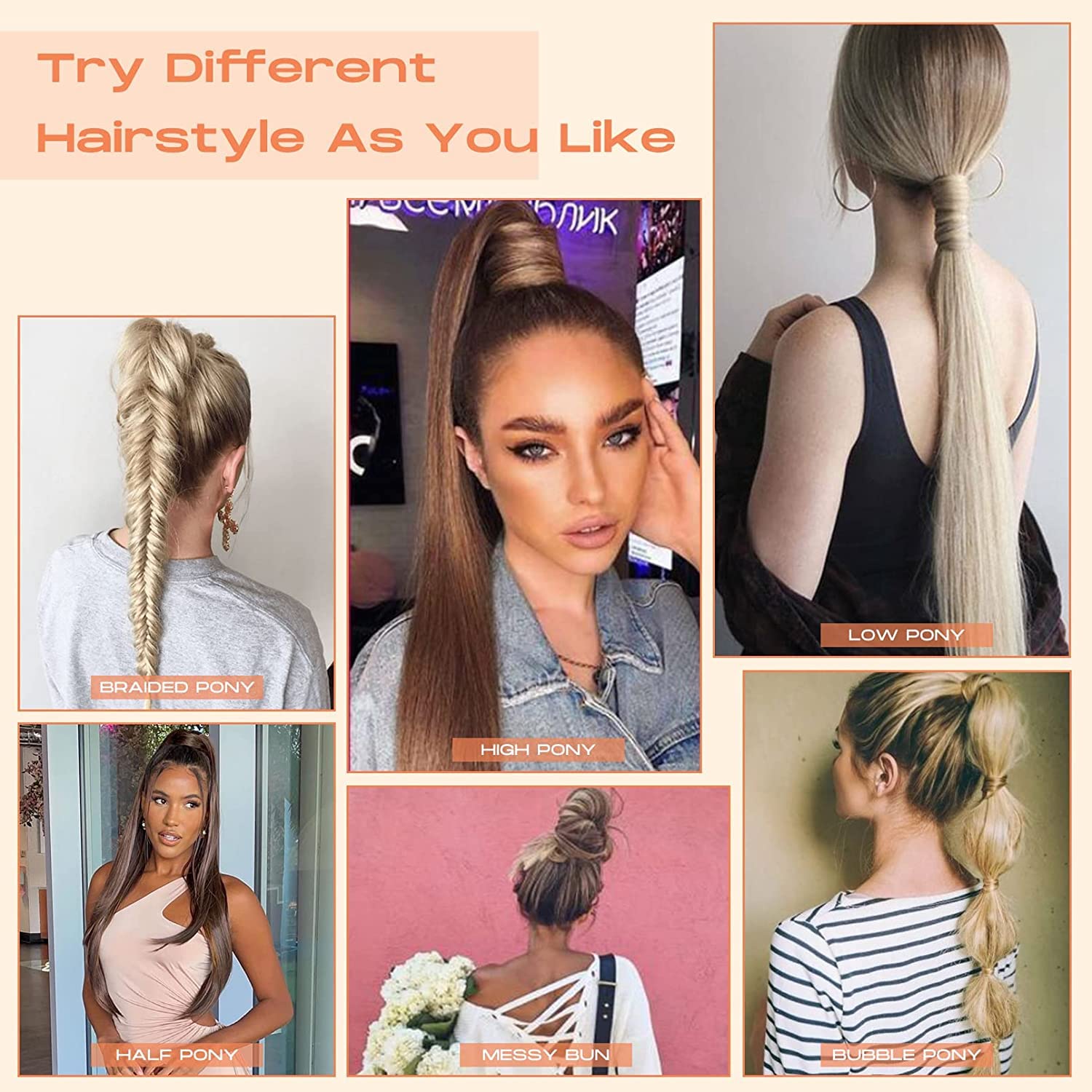SEIKEA Clip in Ponytail Extension Wrap Around Straight Hair for Women (28 '', Dark Chocolate Brown)