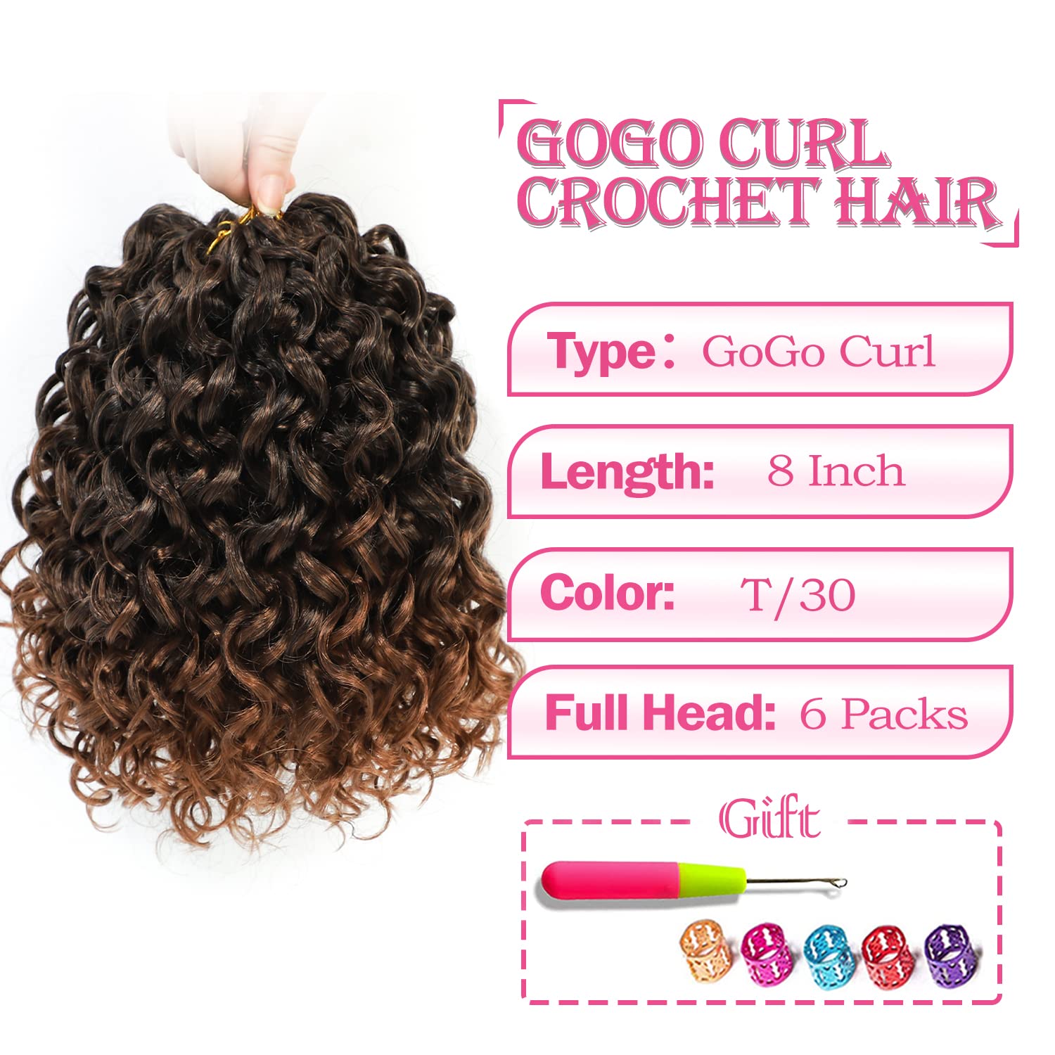 Gogo Curl Crochet Hair 8 Inch Short Curly Crochet Hair For Black Women Beach Curl Crochet Hair - Water Wave Curly Crochet Braids