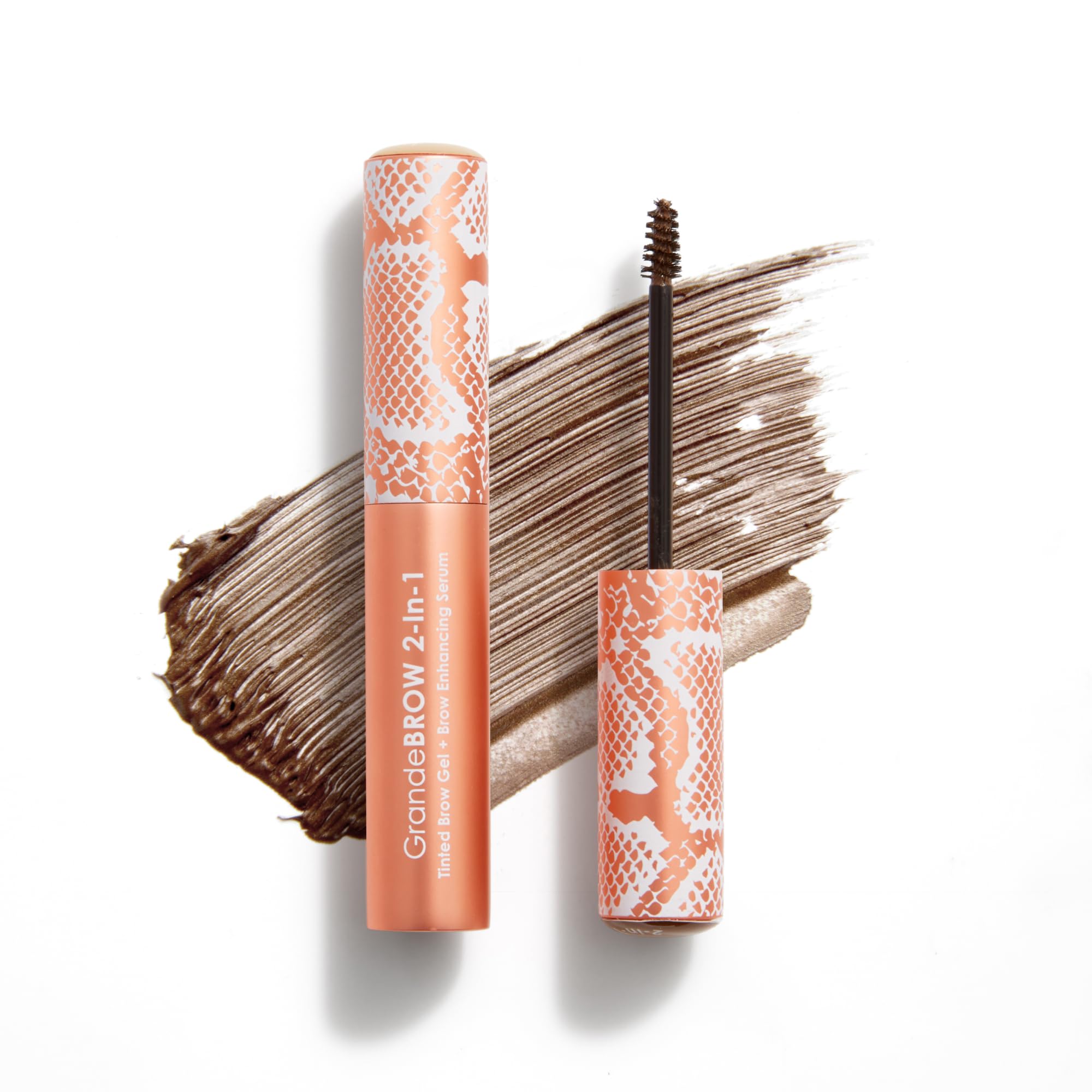Grande Cosmetics 2-in-1 Tinted Brow Gel + Brow Enhancing Serum, Thick & Darker Brows, Shape & Fill Brows Effortlessly, Medium, T