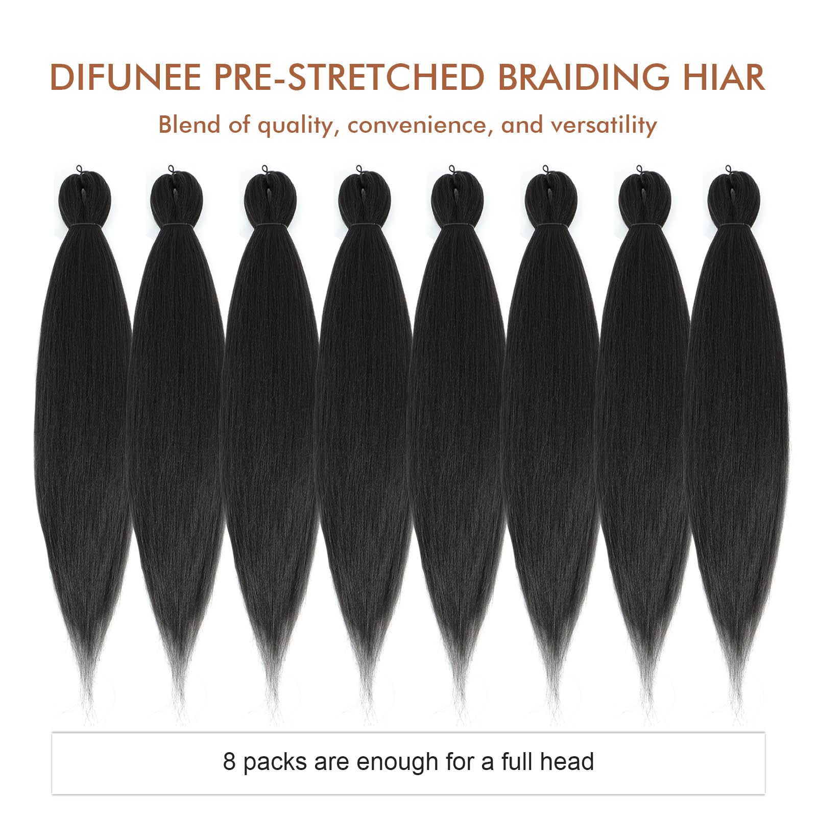 Difunee Pre-Stretched Braiding Hair - 16 Inch 8 Packs Dark Brown Short Braiding Hair For Twist Or Box Braids, Yaki Texture Hot W