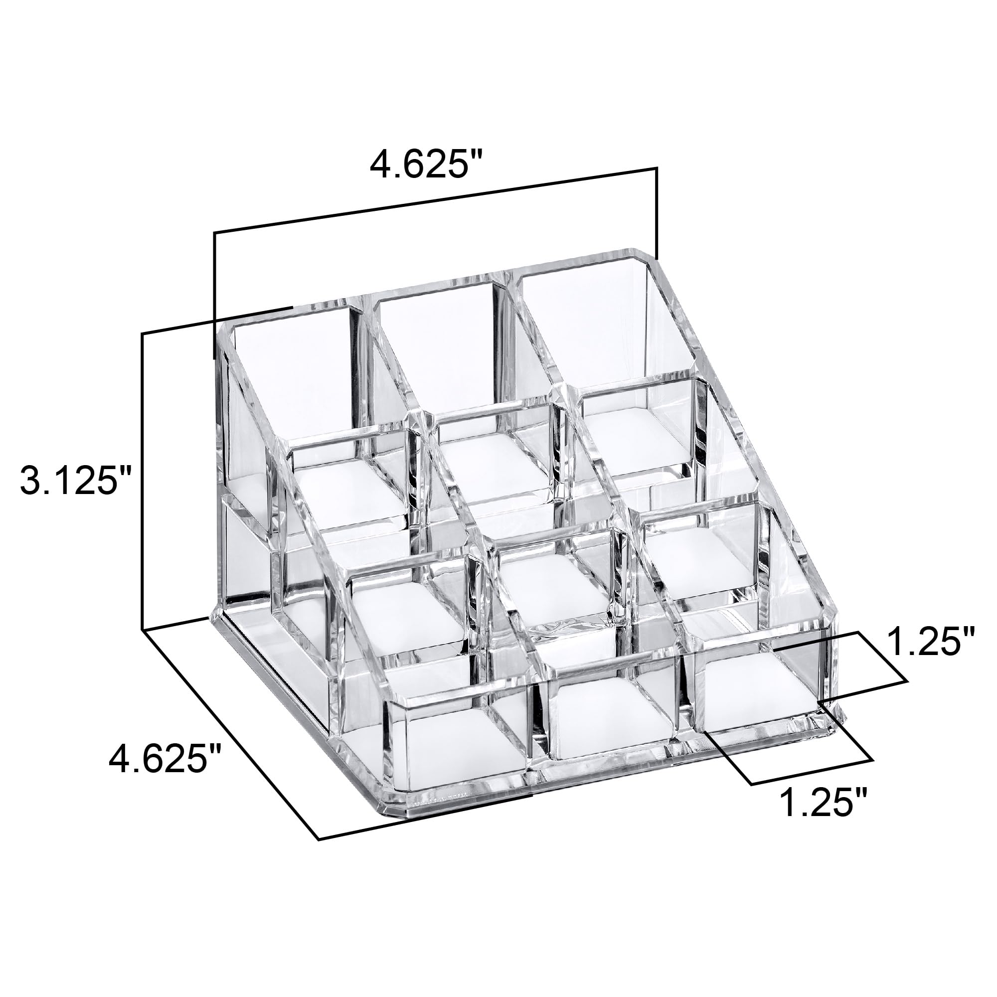 Amazing Abby - Glamour - 9-Slot Acrylic Nail Polish Organizer, Lipstick Holder, Lip Gloss Organizer, Cosmetic Storage Display, P