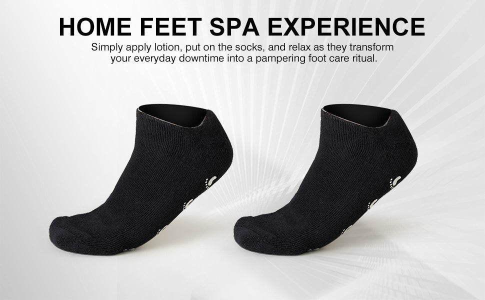 MoyRetty Moisturizing Silicone Socks for Men (Medium), Black, Ultimate Aloe-Infused Gel for Home Use (M-1pair)