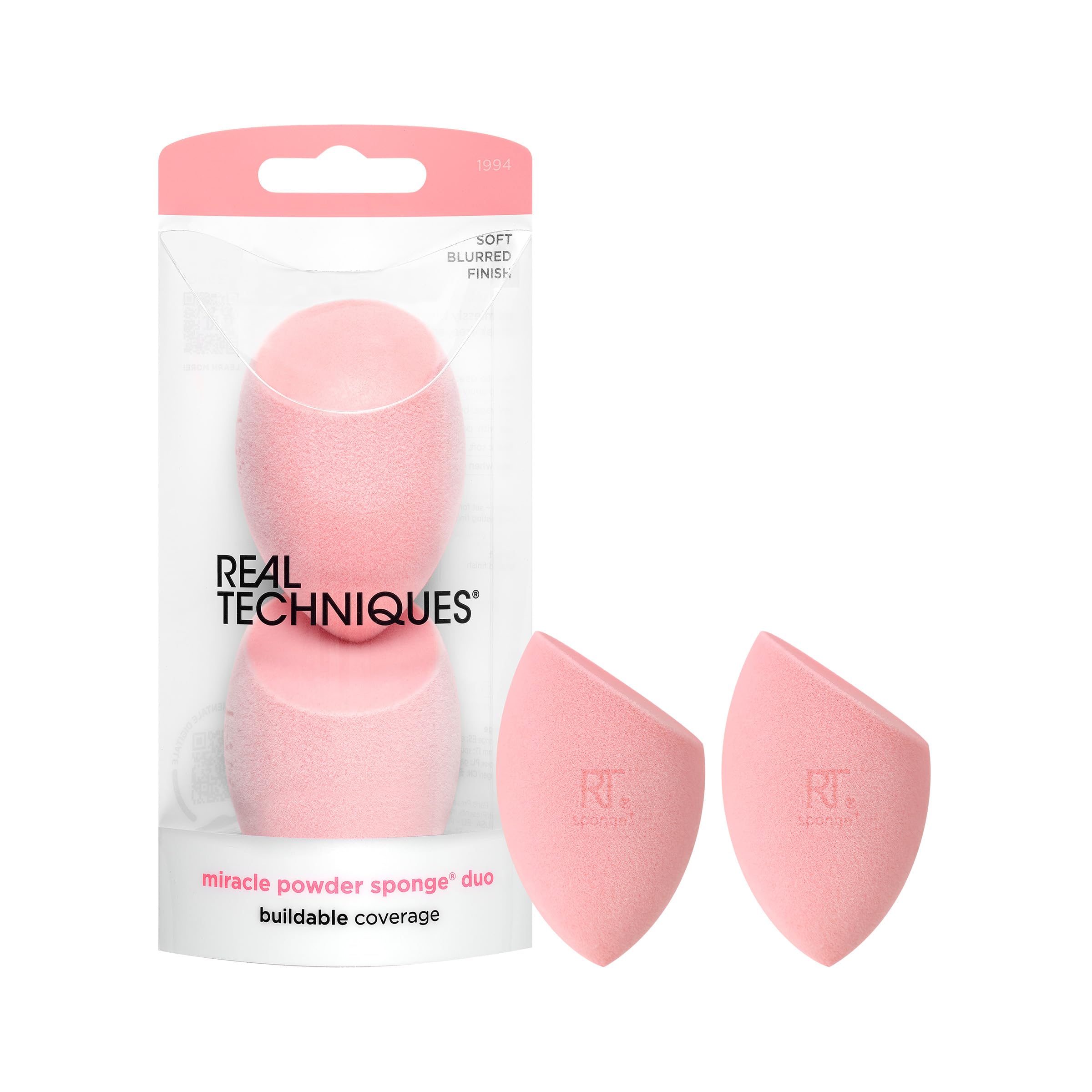 Real Techniques Miracle Powder Sponge, Makeup Blending Sponge For Powder Products, Set Makeup For Natural Finish & Cloud Skin, B