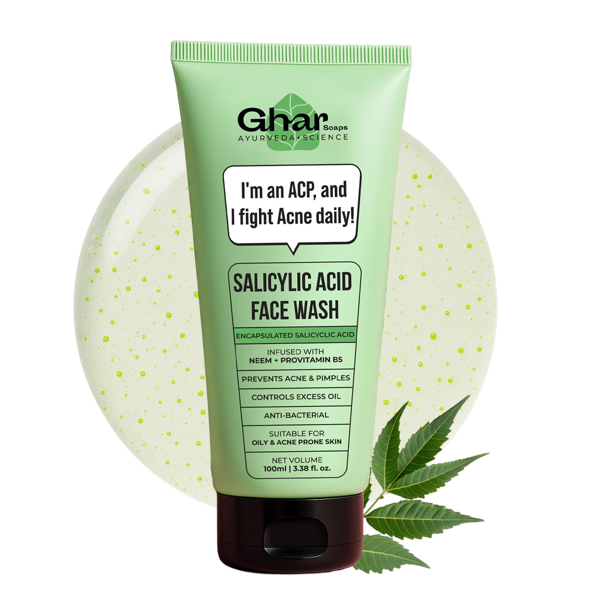 Salicylic Acid Face Wash For Oily & Acne-Prone Skin 100Ml | With Neem For Oil Control & Pimple Care | Deep Cleansing & Acne Clea