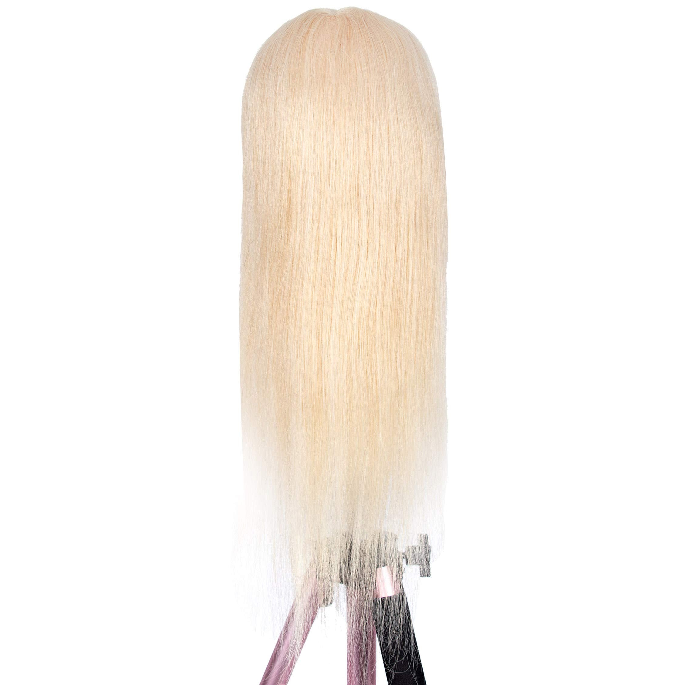 Gex 100% Human Hair Mannequin Head Blonde Training Practice Head For Styling Dying Cutting 613#Blonde (18   )