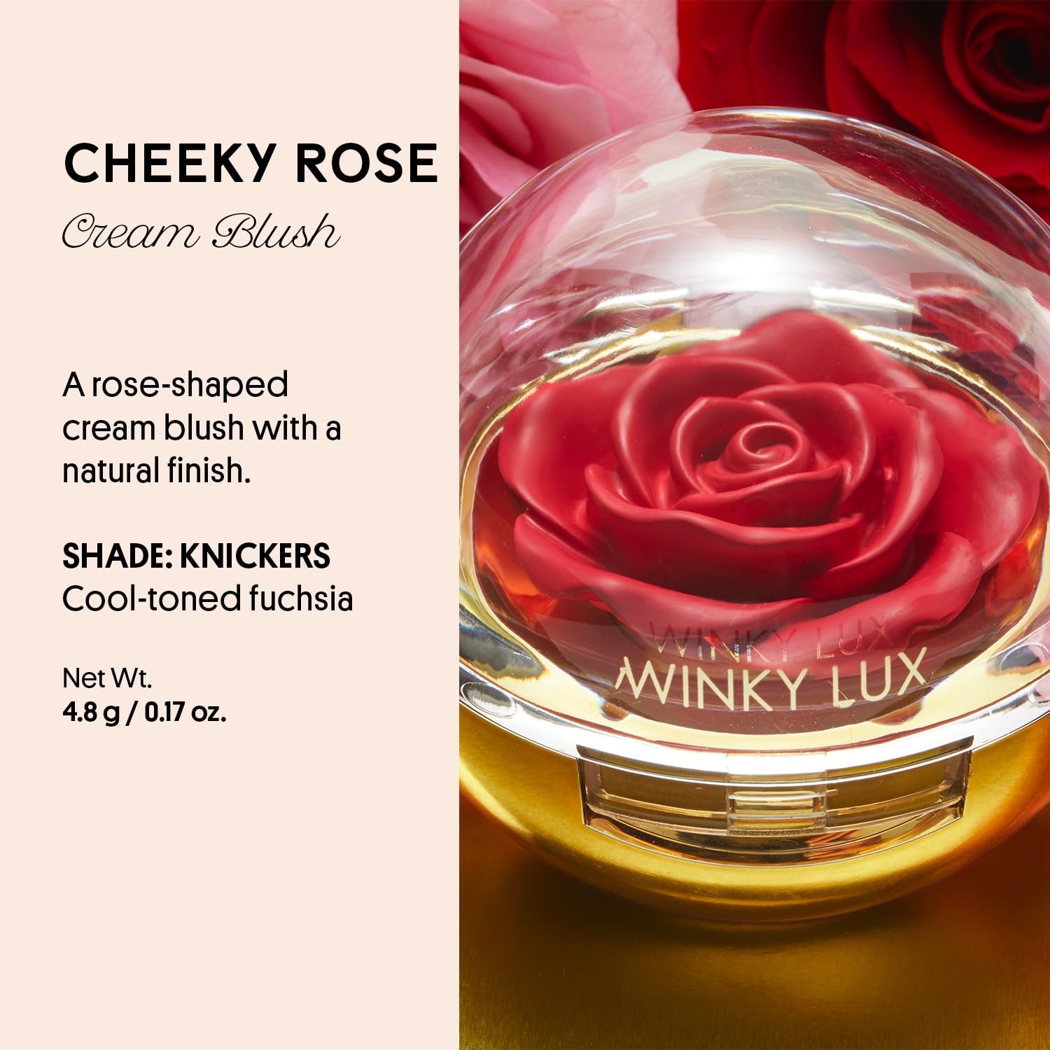 Winky Lux Cheeky Rose, Cream Blush For Cheeks, Flower Blush With Vitamin E, Makeup Blush And Flower Makeup, Fuchsia Knickers