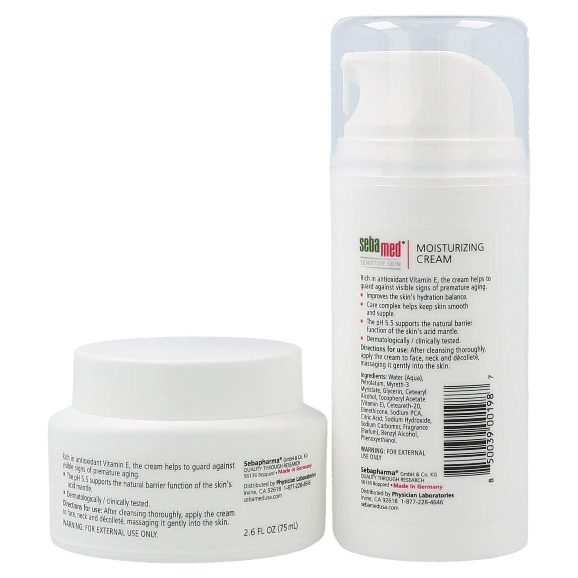 Sebamed Moisturizing Face Cream 2.6 Fluid Ounces (75Ml) And Moisturizing Face Cream With Pump 3.4 Fluid Ounces (100Ml) Vitamin E