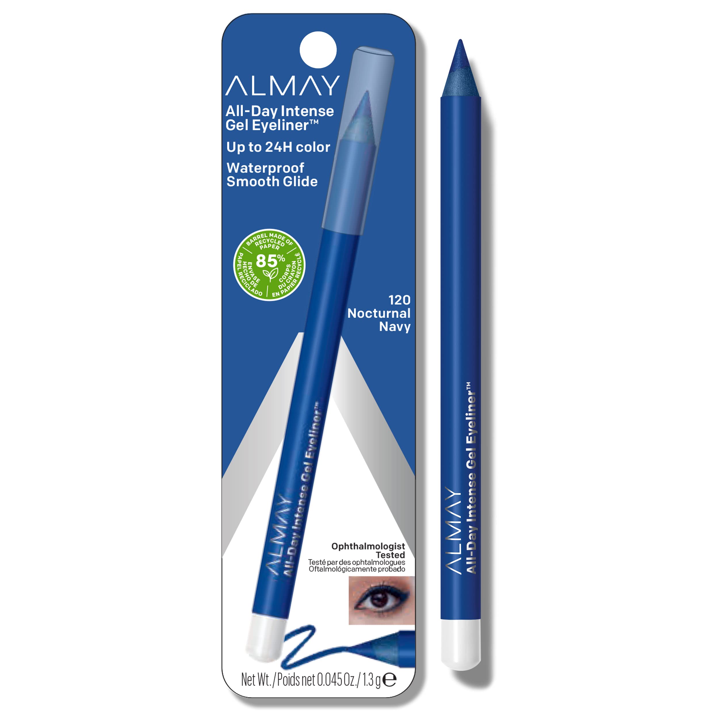 Almay All-Day Intense Gel Eyeliner, Longlasting, Waterproof, Fade-Proof Creamy High-Performing Easy-To-Sharpen Liner Pencil, 120