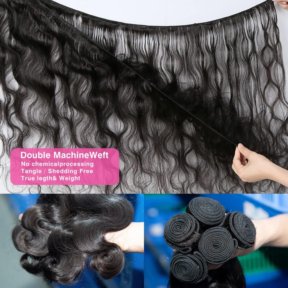 Human Hair Bundles Body Wave 4 Bundles (14 16 18 20) 12A Unprocessed Brazilian Virgin Human Hair Weave Bundles Deals Double Weft