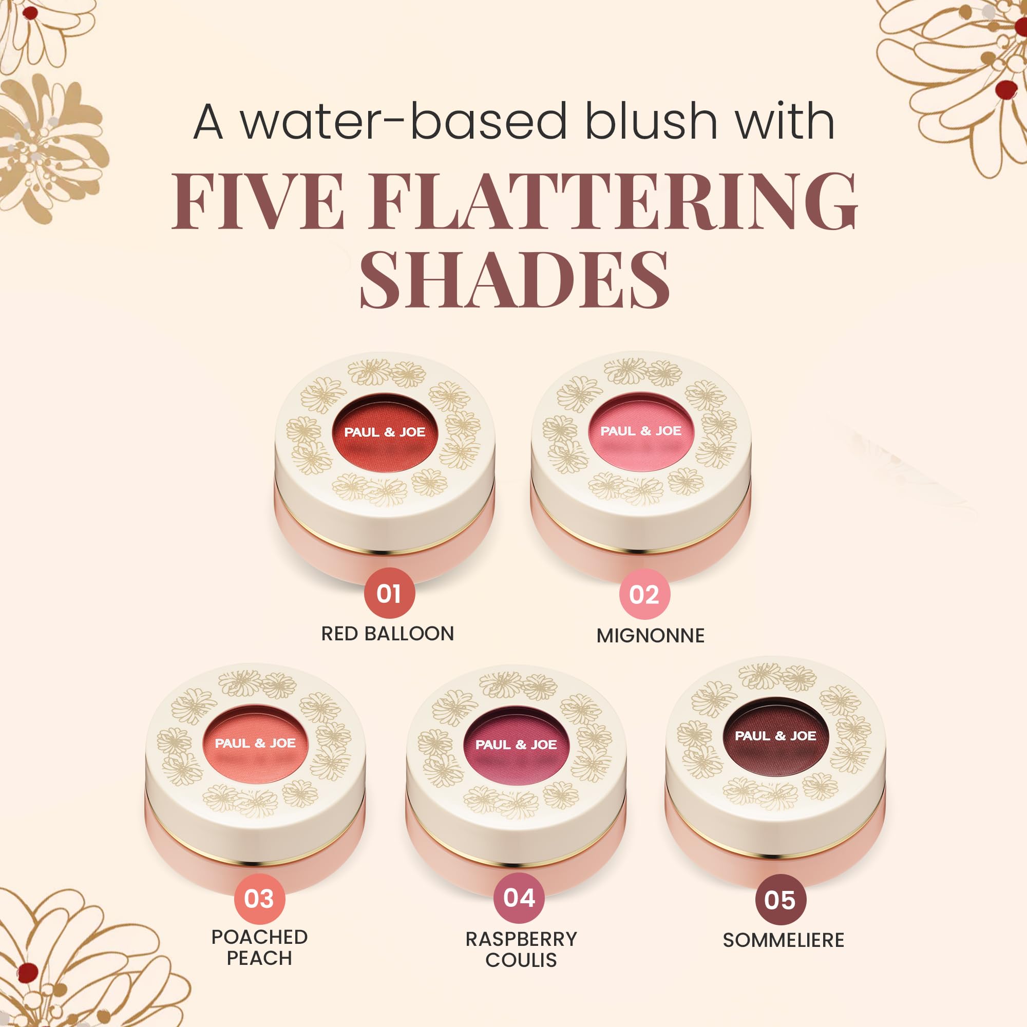 Paul & Joe Gel Blush, Bright And Buildable Blush Makeup, Water-Based Gel Makeup Blush With Hydrating Oils, For Dewy, Radiant Fin