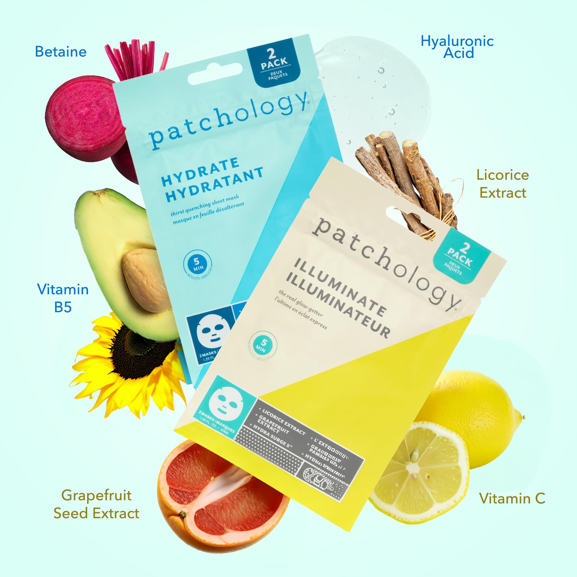 Patchology Hydrating Sheet Masks - Weekend Travel Skincare Essentials - Hyaluronic Acid Masks With Revitalizing Serum, Licorice