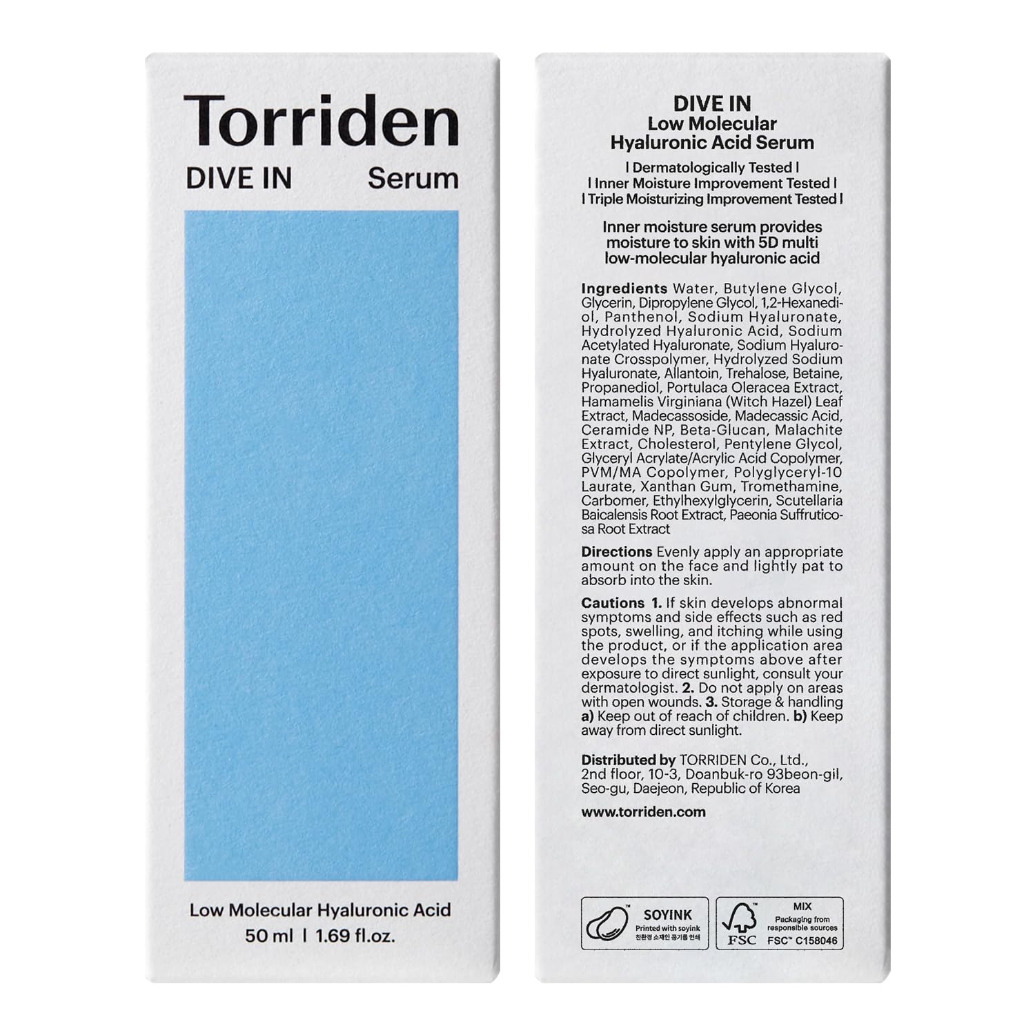 Torriden Dive-In Low-Molecular Hyaluronic Acid Serum, 169 Fl Oz  Fragrance-Free Face Serum For Dry, Dehydrated, Oily Skin  Vegan