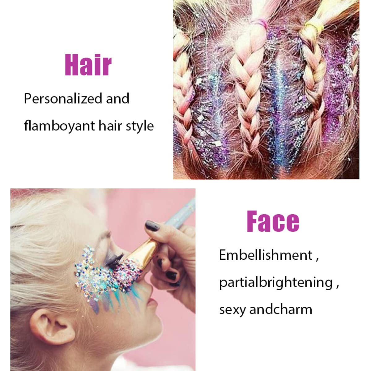 MEICOLY Chameleon Iridescent White Body Glitter,Chunky Face Glitter Paint,Color Changing Mermaid Face Glitter Gel,Opal Glitter S