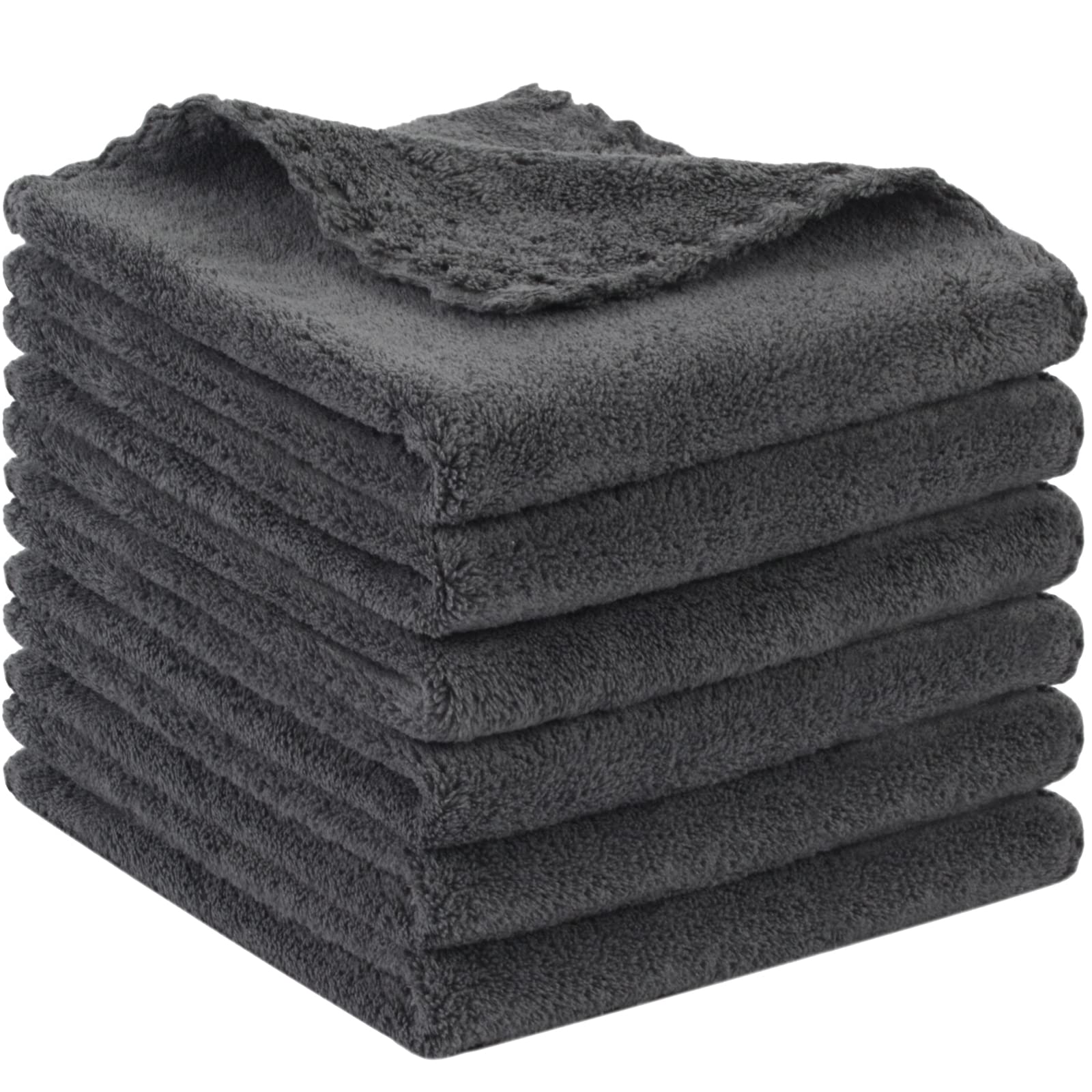 SUNLAND Microfiber Face Cloth Reusable Makeup Remover Facial Cleansing Towel Ultra Soft Face Washcloth 12inchx12inch 6 Pack Dark