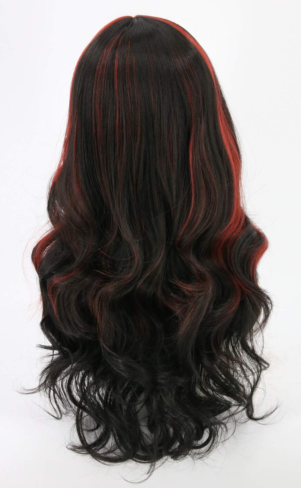 Topcosplay Kids Girls Child Wig Black Mixed Red Long Curly Halloween Outfit Vampire Witch Ghost Wig