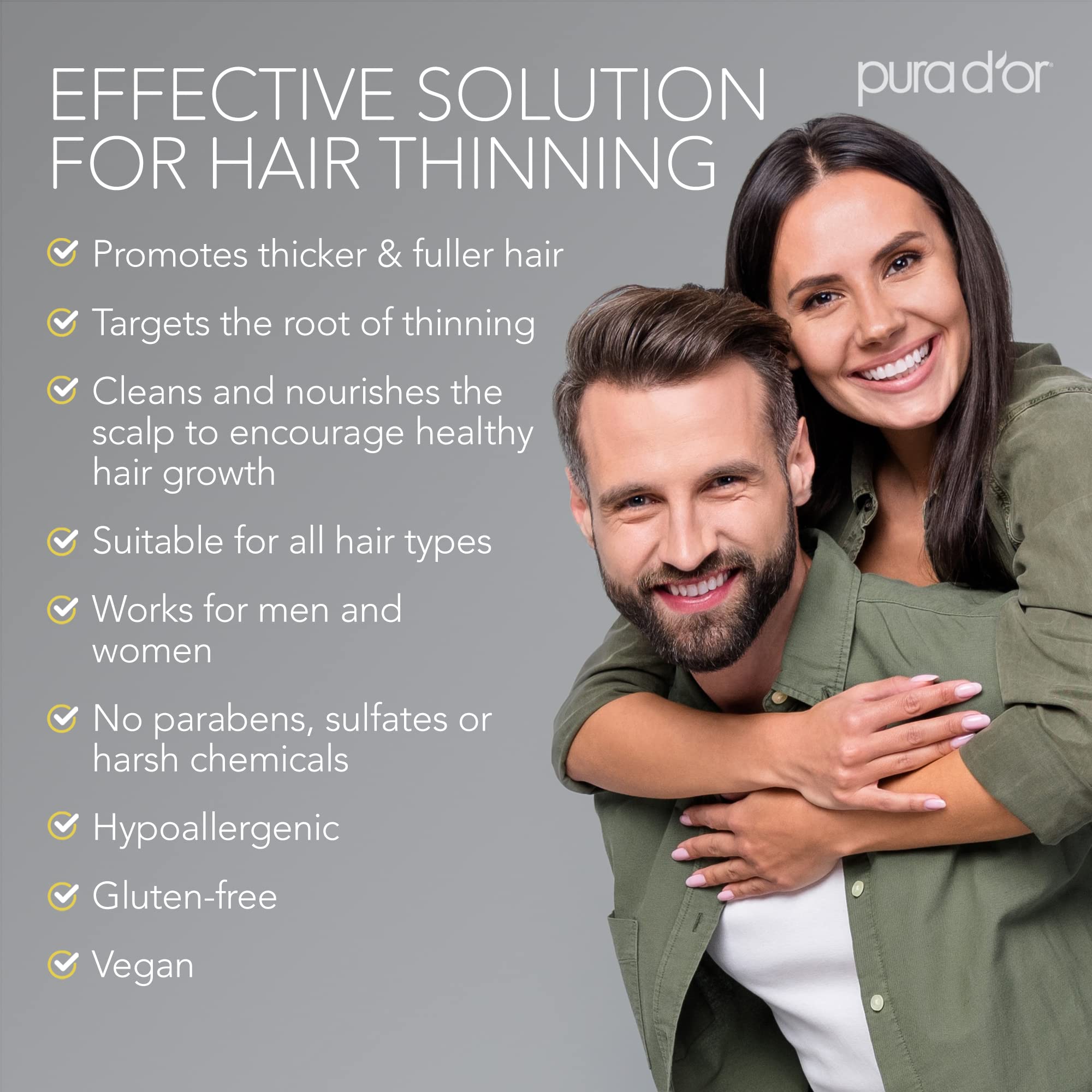 Pura D'Or Original Gold Label Anti-Thinning Biotin Shampoo Natural Earthy Scent, Clinically Tested Proven Results, Herbal Dht Bl