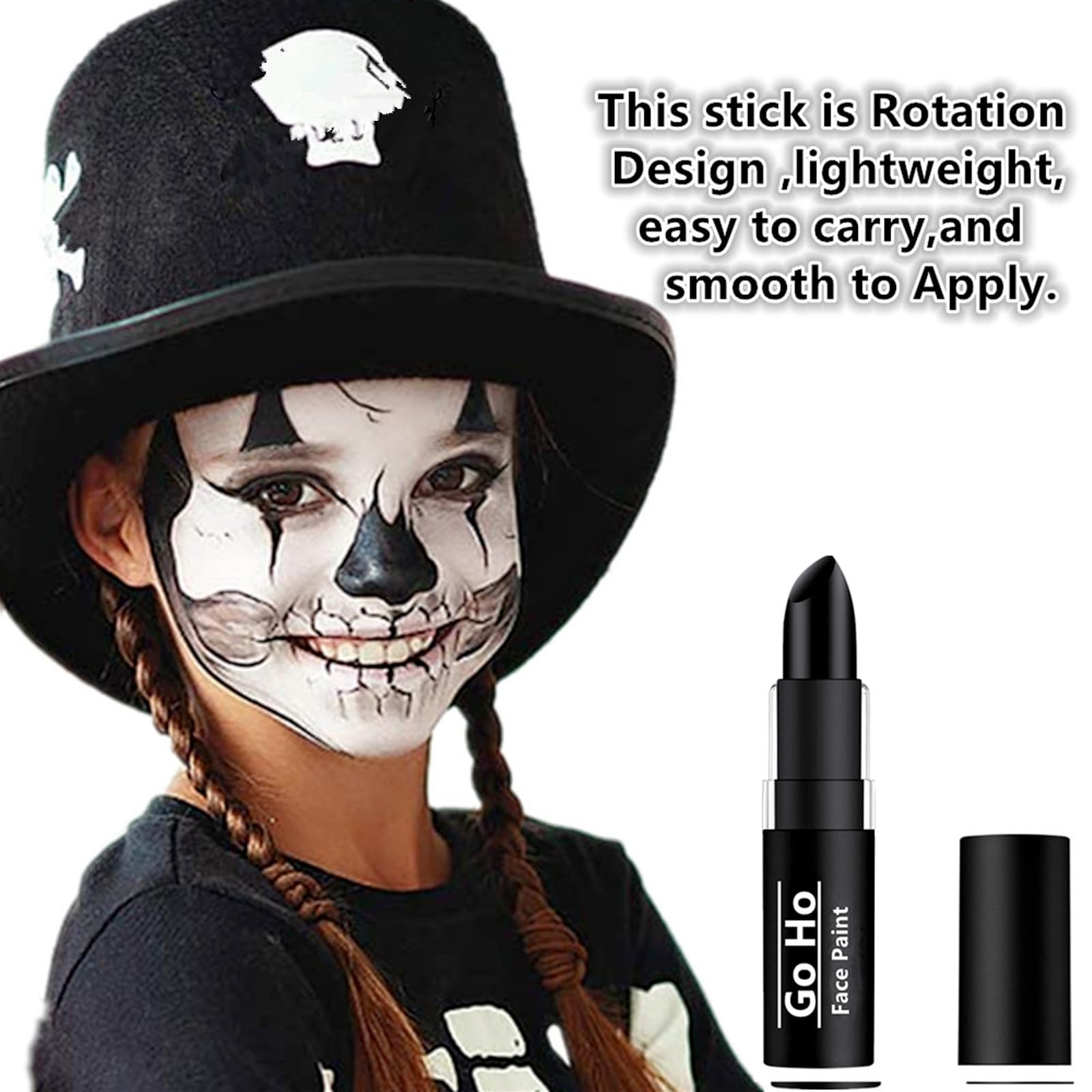 Go Ho Makeup Clown Black Cream-Blendable Stick - Black Face Body Paint Stick Professional Sfx Makeup Cosplay Costume,Safe Facepa