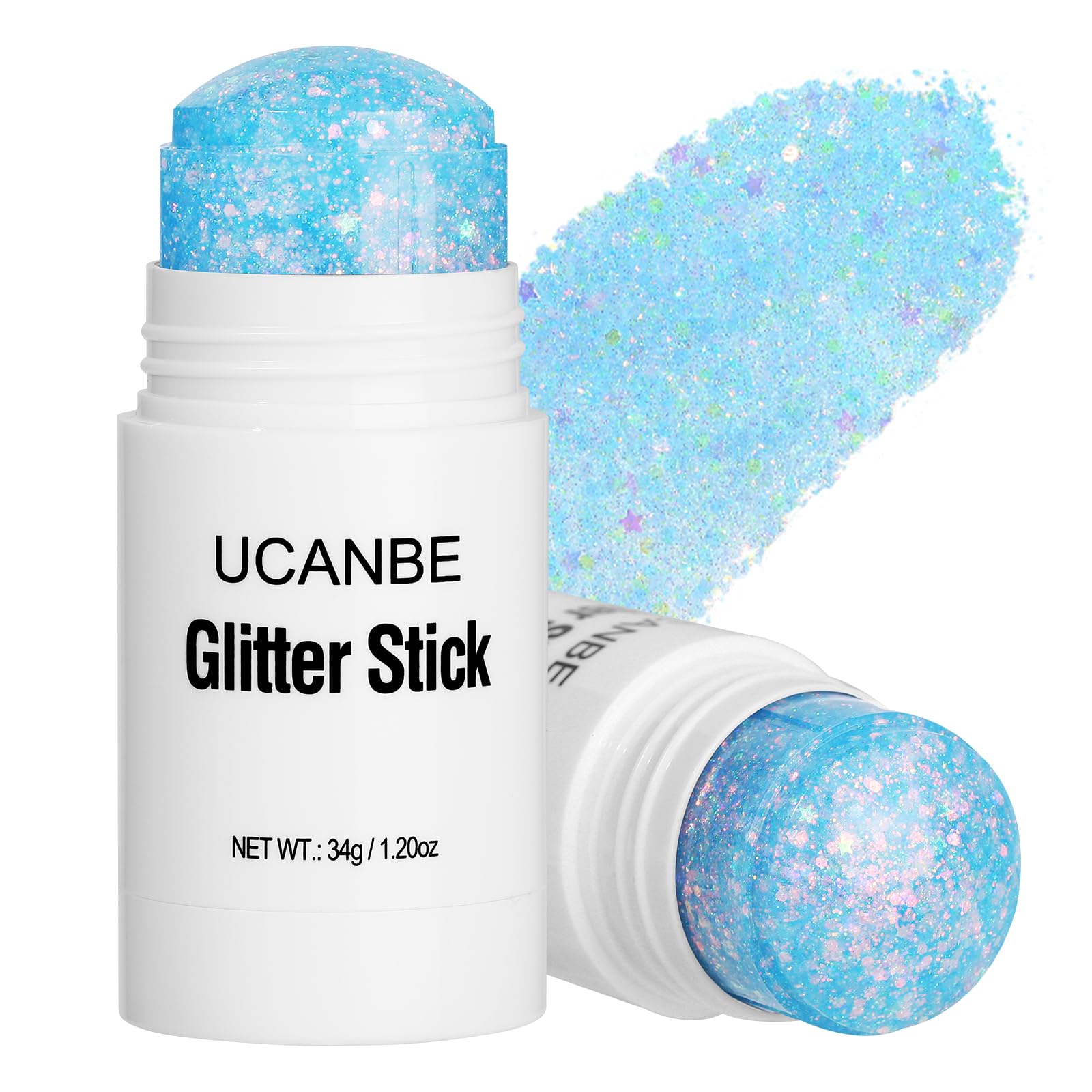 UCANBE Blue Body Glitter Stick for Singer Concerts Music Festivals, Face Glitter Makeup for Face Body Hair Eyes & Lips, Chunky G