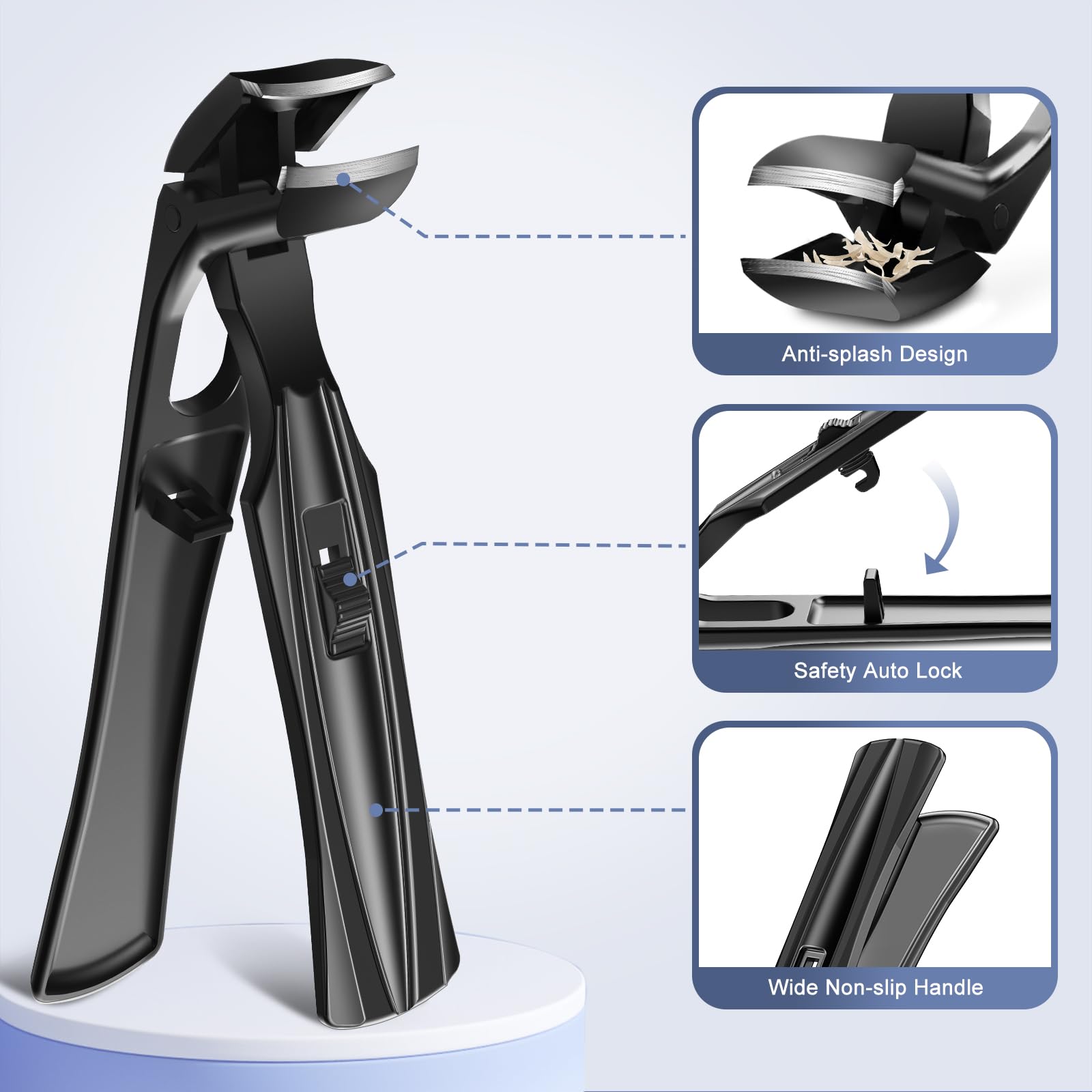 Angled Head Nail Clippers for Men - Toenail Clippers for Seniors Thick Toenails, Heavy Duty Nail Cutter with Catcher Long Handle