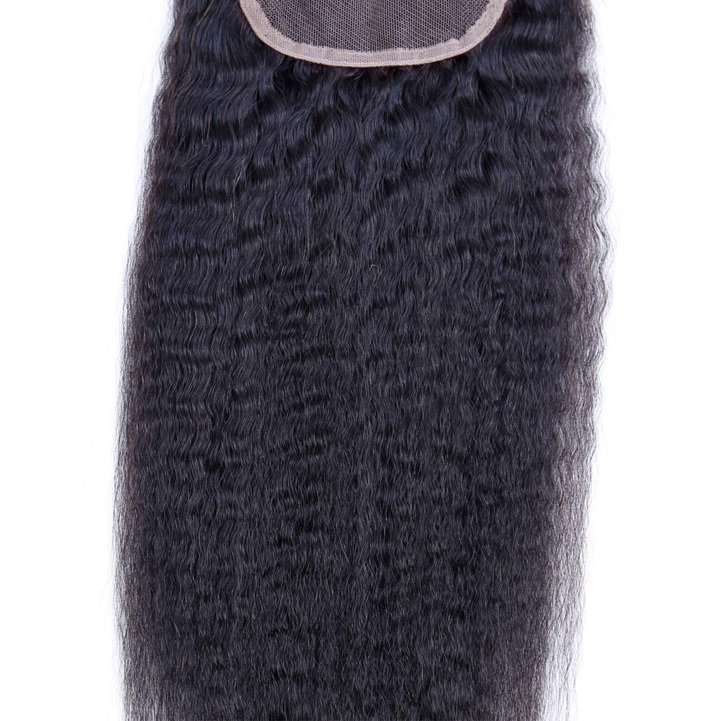 Odir Kinky Straight 4X4 Lace Closure 150% Density Brazilian Human Hair Hand Tied Swiss Lace Closure 9A Unprocessed Yaki Straight