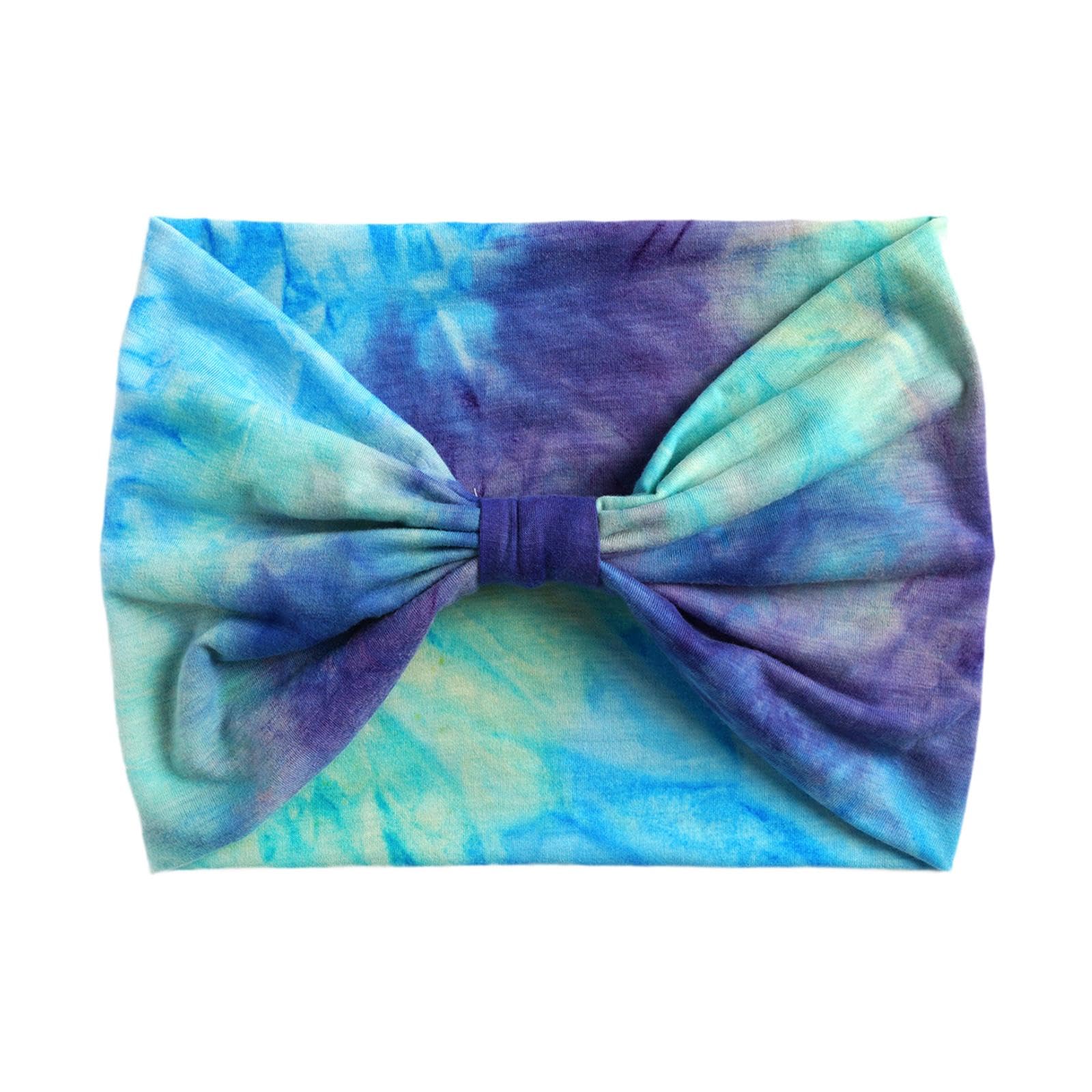 ATORSE?Women Wide Headband Tie Dye Head Scarf Sweat Absorbent Soft Stretchy Bandana Style B