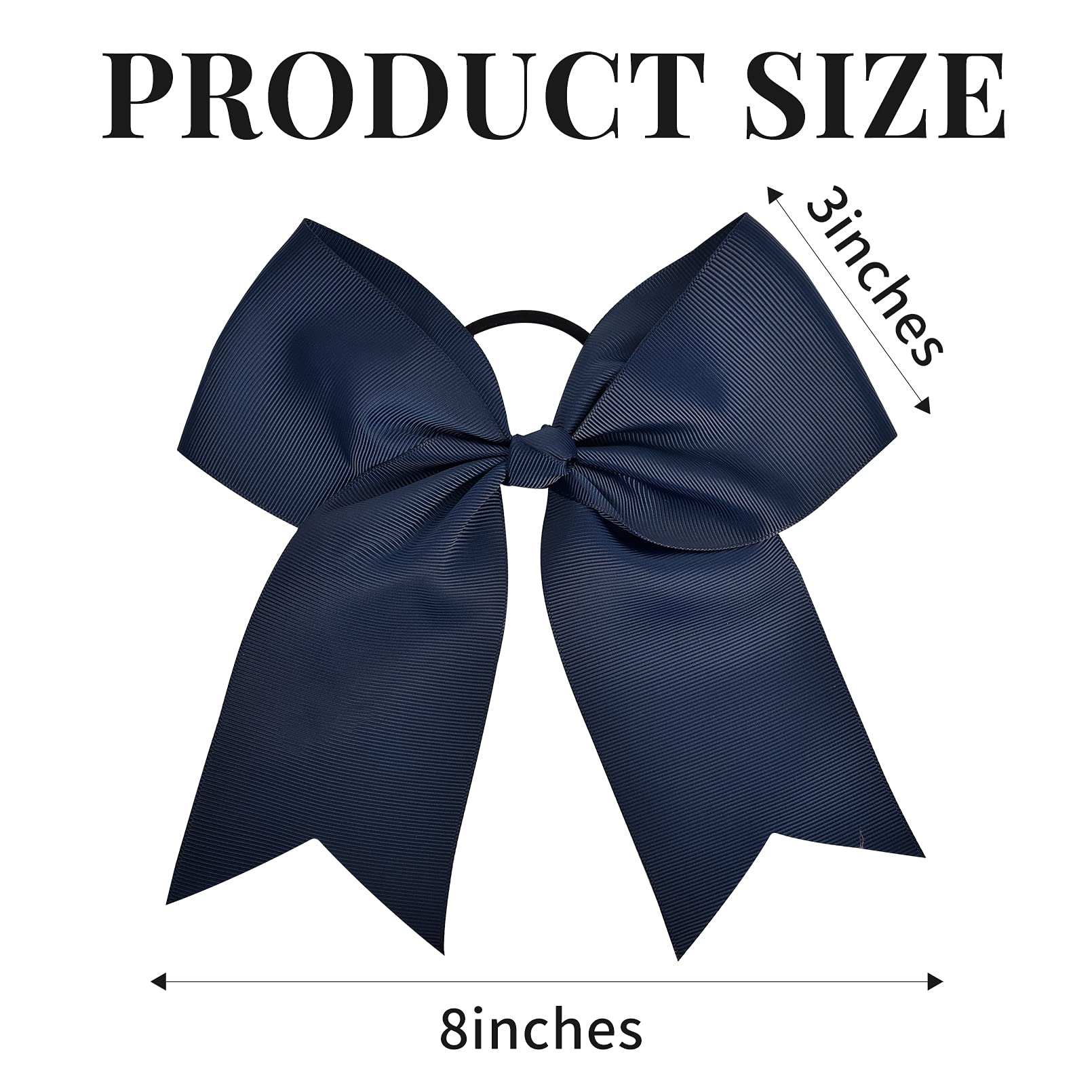 24 Pcs 8'' Large Cheer Bows Navy Blue Girl Hair Bows Cheerleading Softball Team Bow Hair Accessories For Cheerleaders Football C
