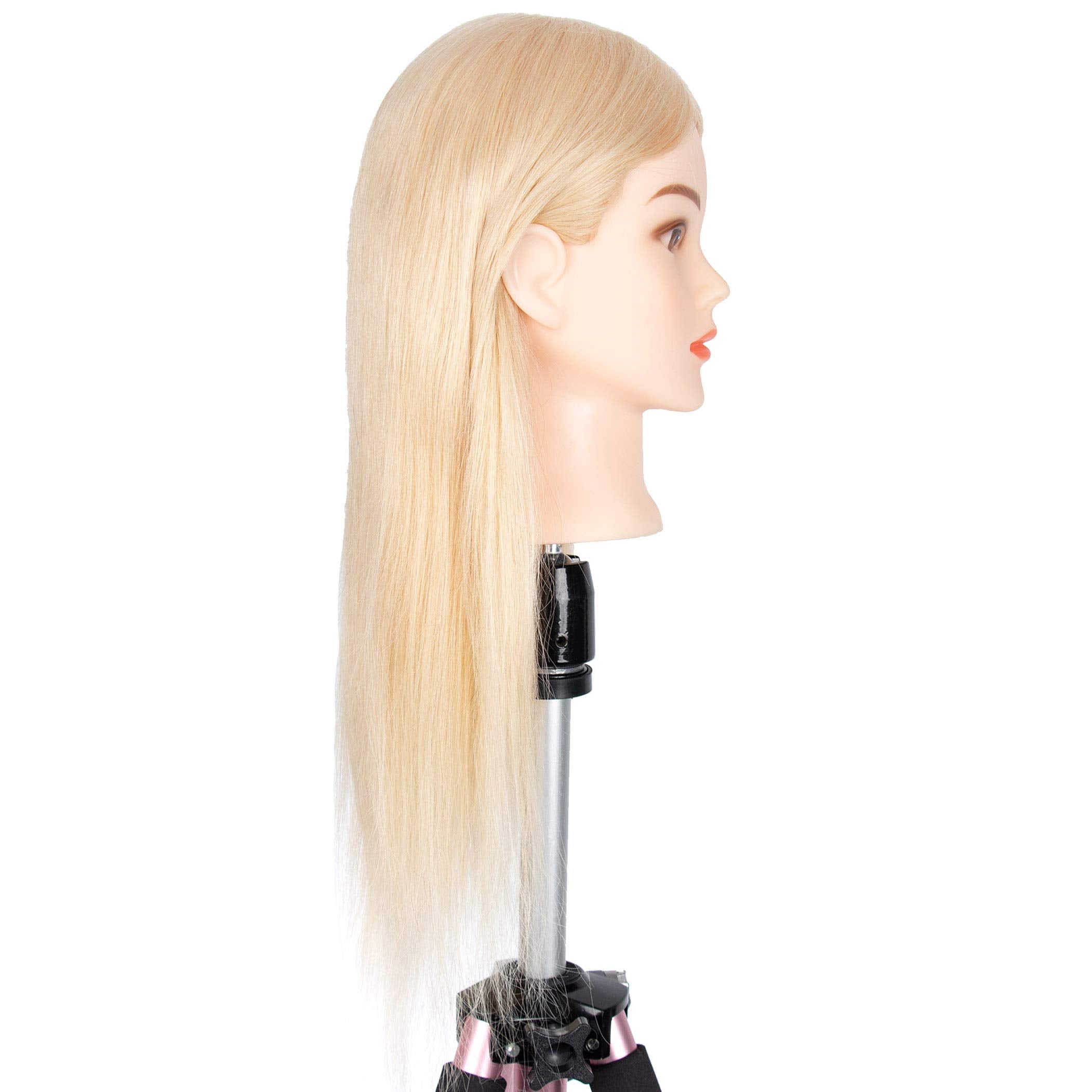 Gex 100% Human Hair Mannequin Head Blonde Training Practice Head For Styling Dying Cutting 613#Blonde (18   )