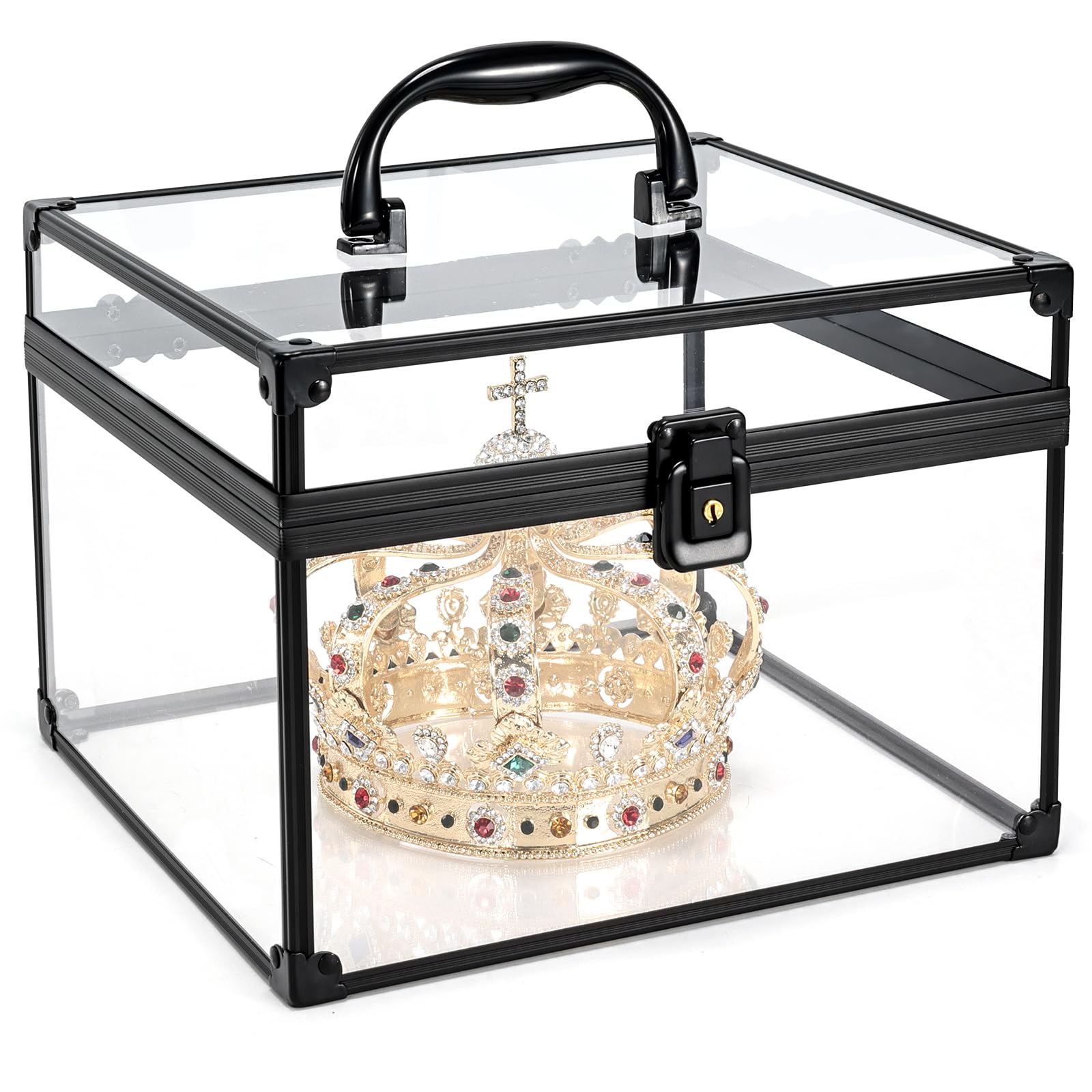 Costravio Makeup Display Clear Clear Makeup Case Portable Transparent Artists Train Case Crown Box Large Capacity Toiletry Organ