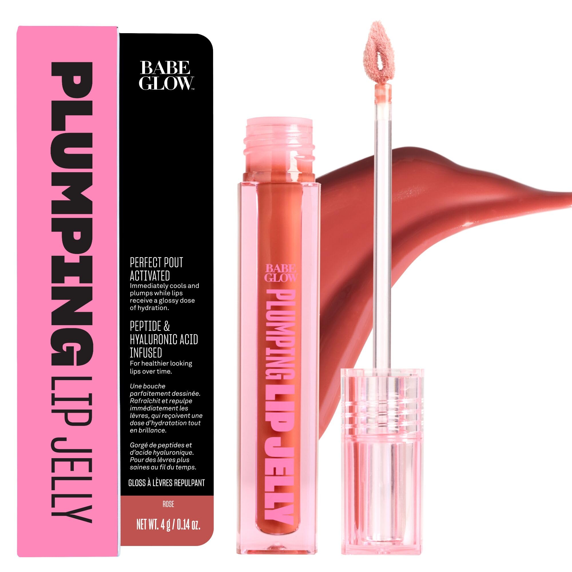 BABE ORIGINAL Glow Plumping Lip Jelly For Thicker Lips - High Shine Lip Gloss for Moisturizing, Hydrating and Soothing Lips (Ros