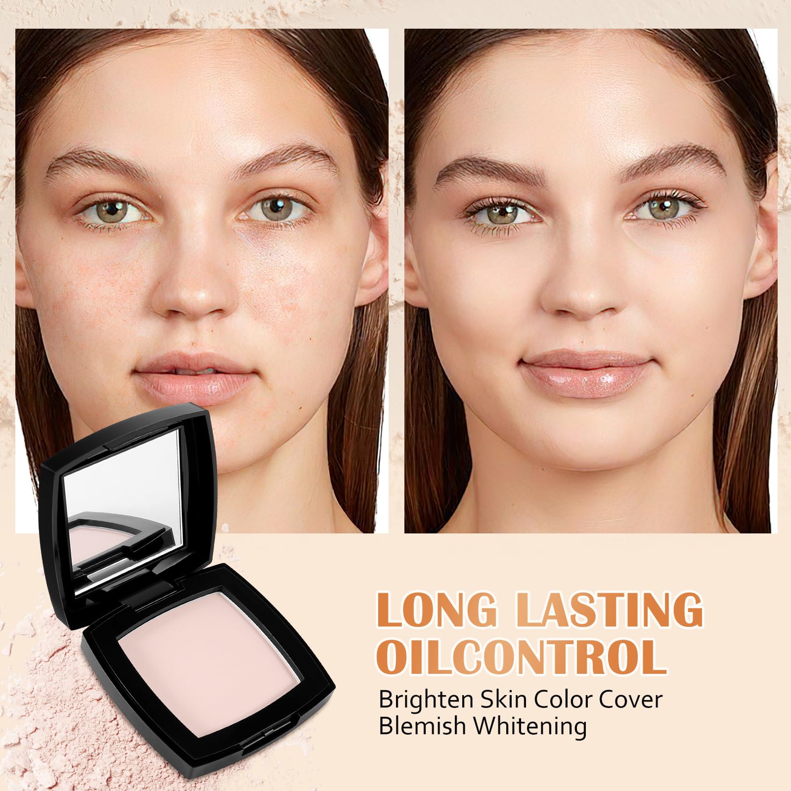 Apooliy Setting Powder, Oil Control Pressed Powder, Long-Lasting Matte Face Powder Pore Minimization, Flawless Finishing Powder