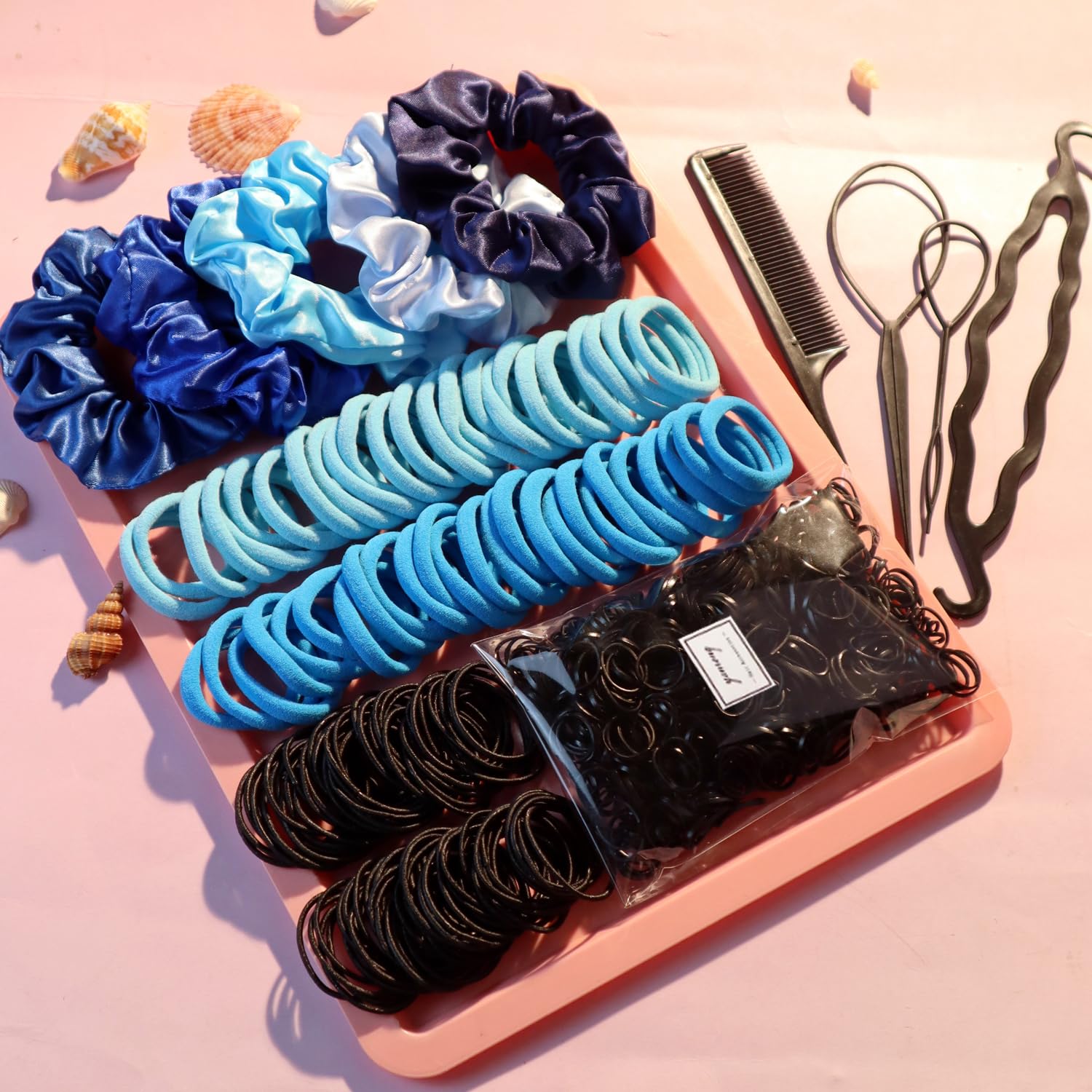 Yanrong Hair Accessories For Woman Set, 755Pcs Seamless Ponytail Holders Variety Hair Scrunchies Hair Bands Scrunchy Hair Ties F
