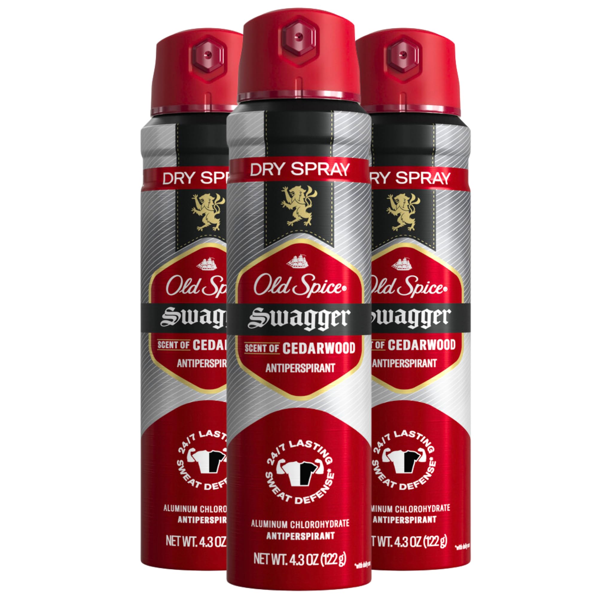 Old Spice Men 'S Antiperspirant & Deodorant Invisible Dry Spray Stronger Swagger, 24/7 Odor Protection, 4.30Oz (Pack Of 3)