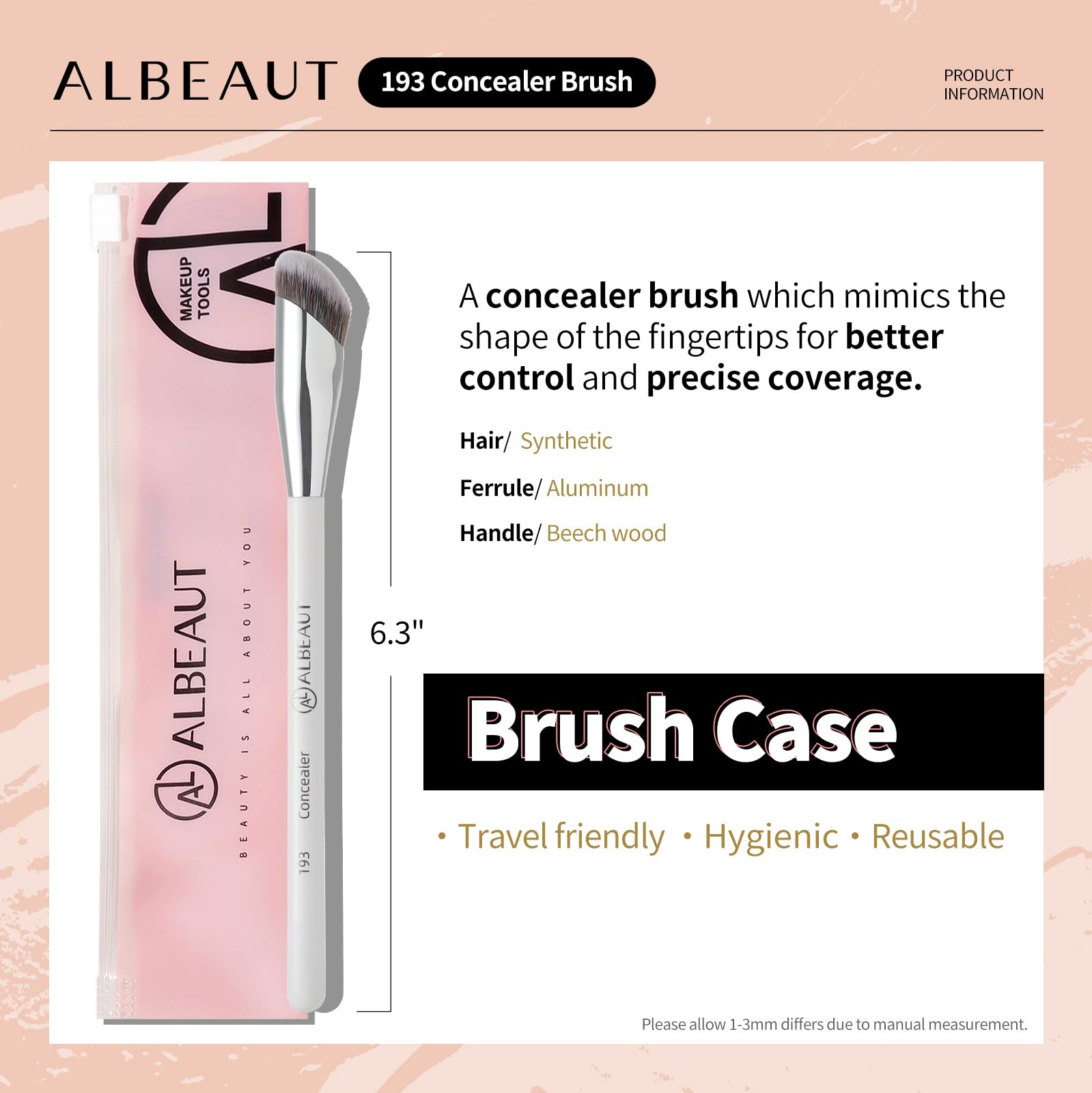 Albeaut Concealer Brush, Under Eye Makeup Small Angled Precision Face Blending Brush, Eye Liquid Cream Foundation Concealer For