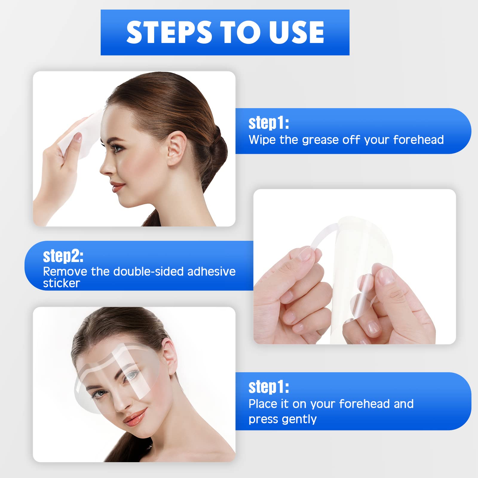 300 Pcs Makeup Shower Face Visors Permanent Microblading Supplies Disposable Plastic Shower Visor Clear Face Cover Water Visors