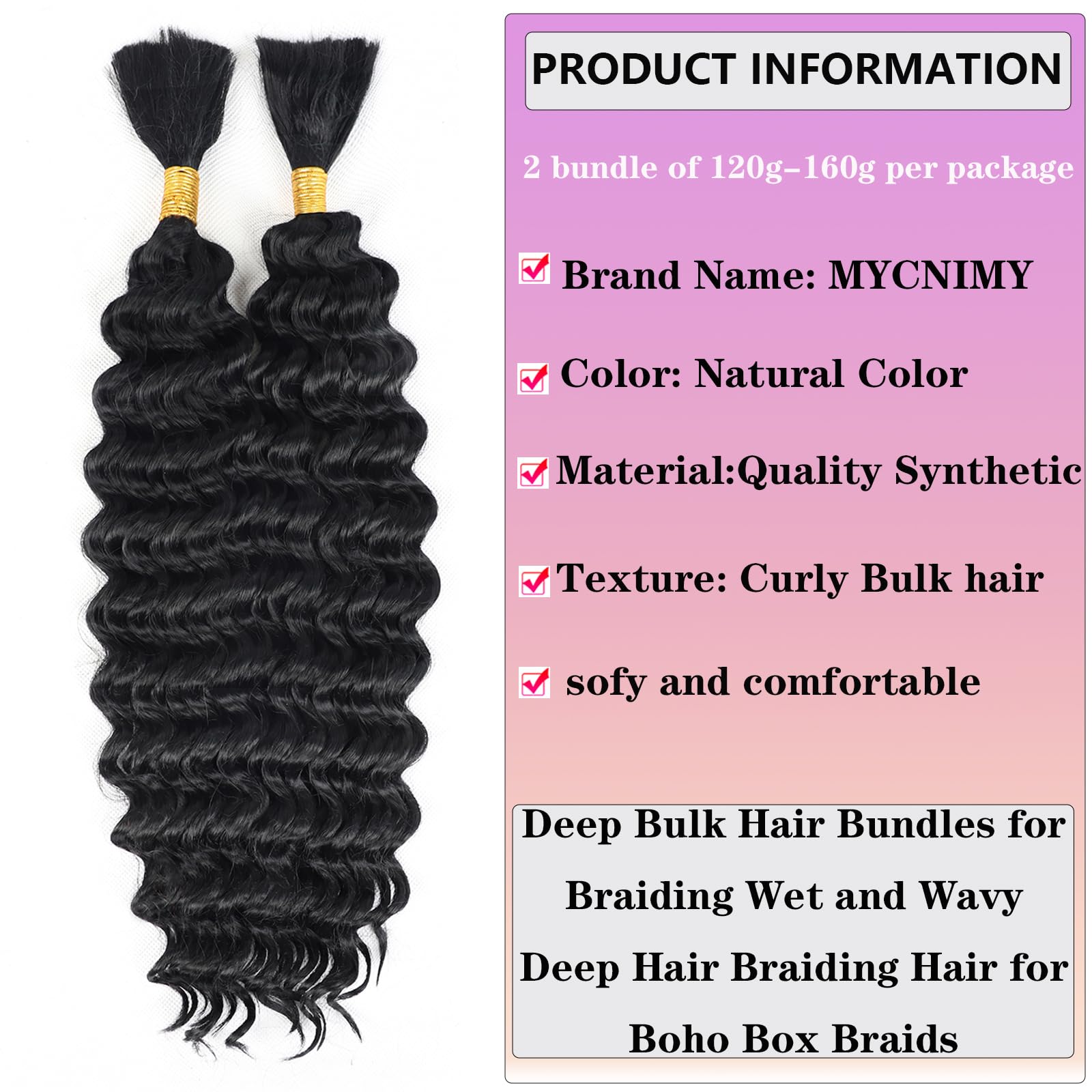Deep Wave Bulk Hair For Braiding Hair 18Inch 300G Wet And Wavy No Weft Quality Synthetic Hair Braiding Extensions For Boho Braid