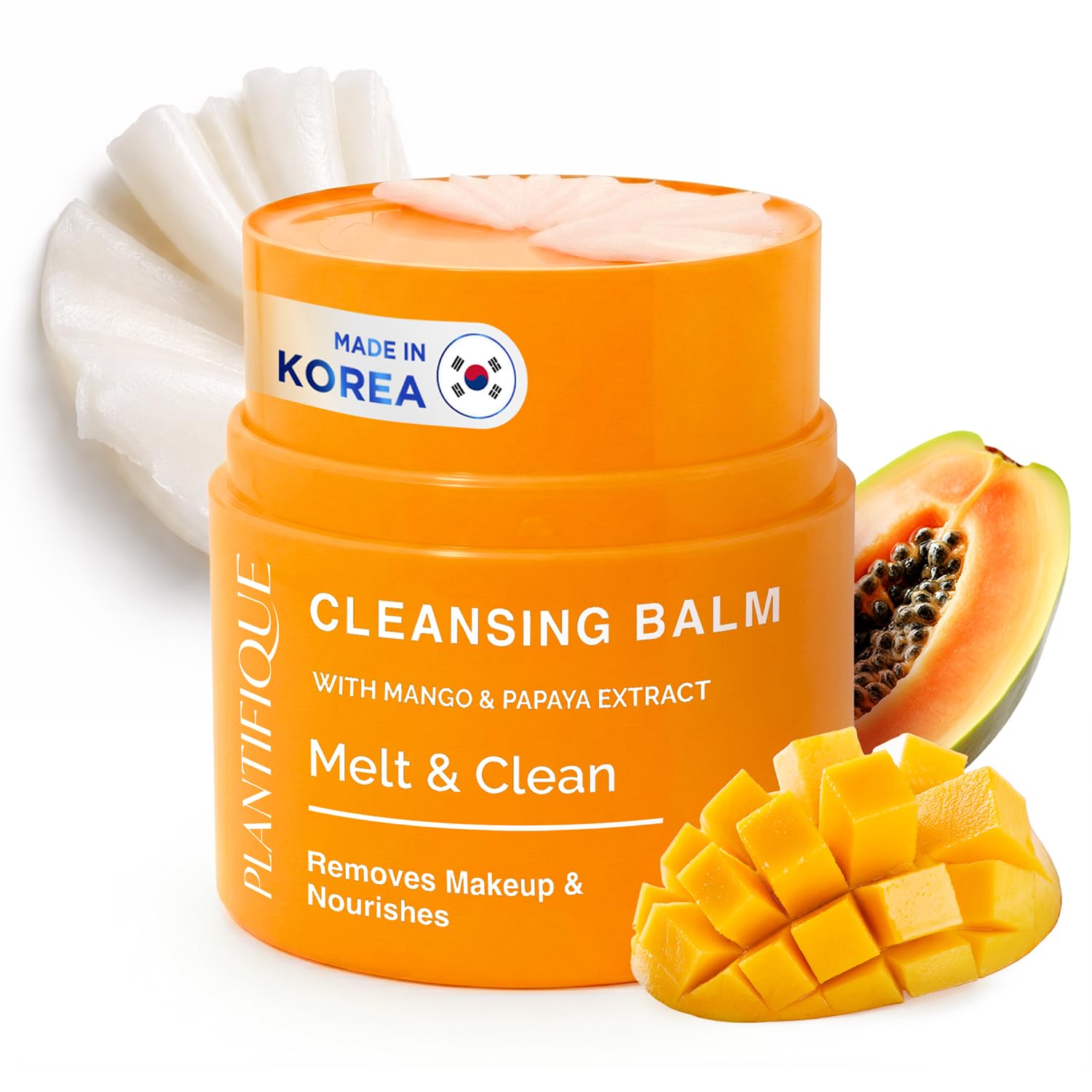 PLANTIFIQUE Korean Cleansing Balm - Hydrating Makeup Remover with Hyaluronic Acid & Ceramides - Oil Based Face Cleanser - Remove