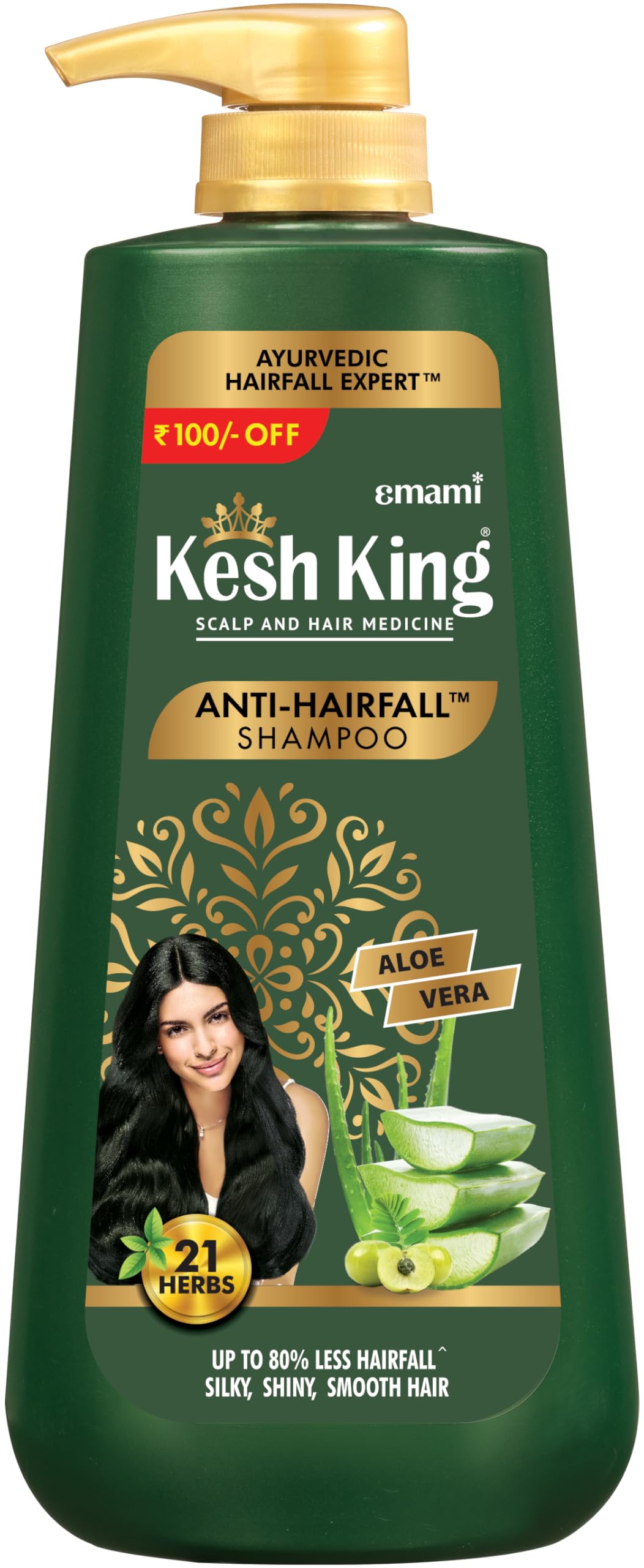 Emami Kesh King Anti Hairfall Shampoo | With 21 Ayurvedic Herbs & Aloe Vera | Provides Healthy Nourished Scalp | For Shiny & Smo