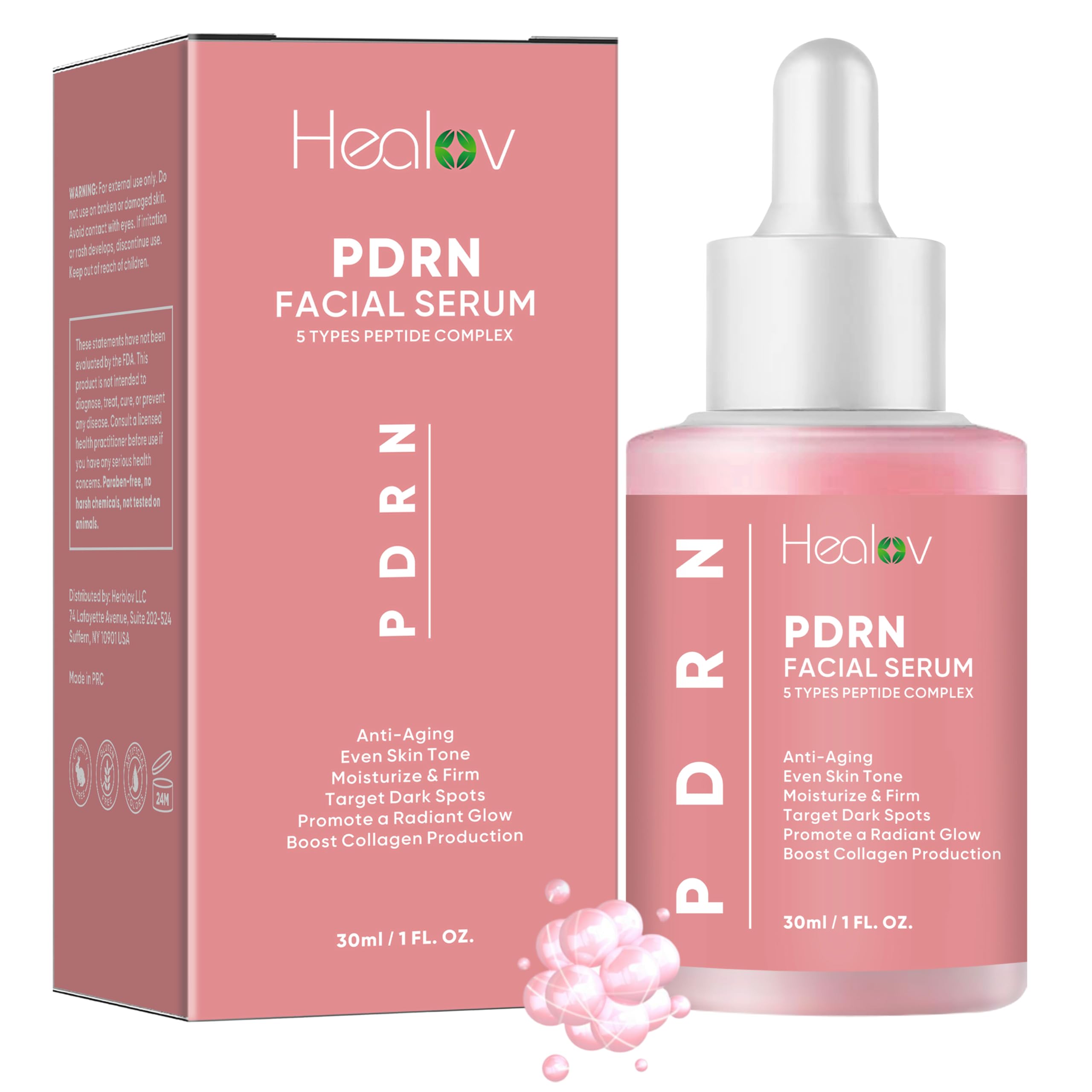 PDRN Serum - Rejuvenating Peptide Face Serum with Salmon DNA - Korean Skincare for Anti-Aging, Hydration, Collagen Boost, and Ba