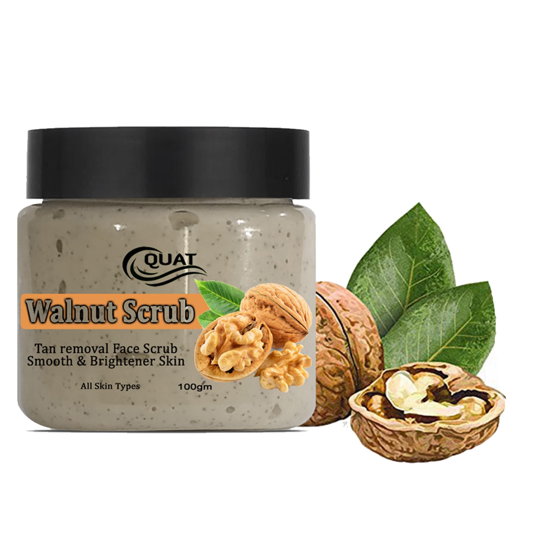 Quat Walnut Face Scrub For Deep Exfoliation, Blackhead Removal & Smooth Skin | Natural Walnut Shell Scrub To Remove Dead Skin, D