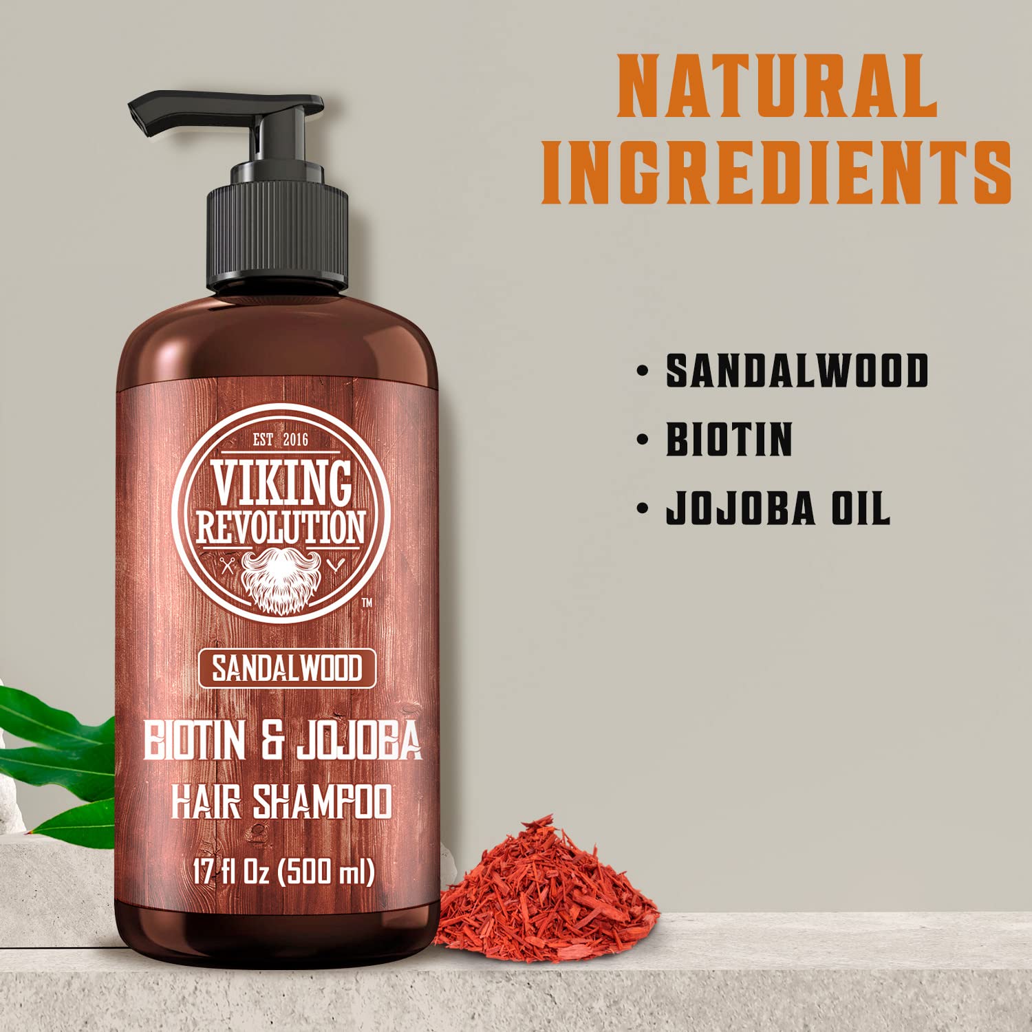 Viking Revolution Sandalwood Men'S Shampoo With Biotin And Jojoba Oil - Men Shampoo Natural Hair Shampoo For Men With Vitamin B5