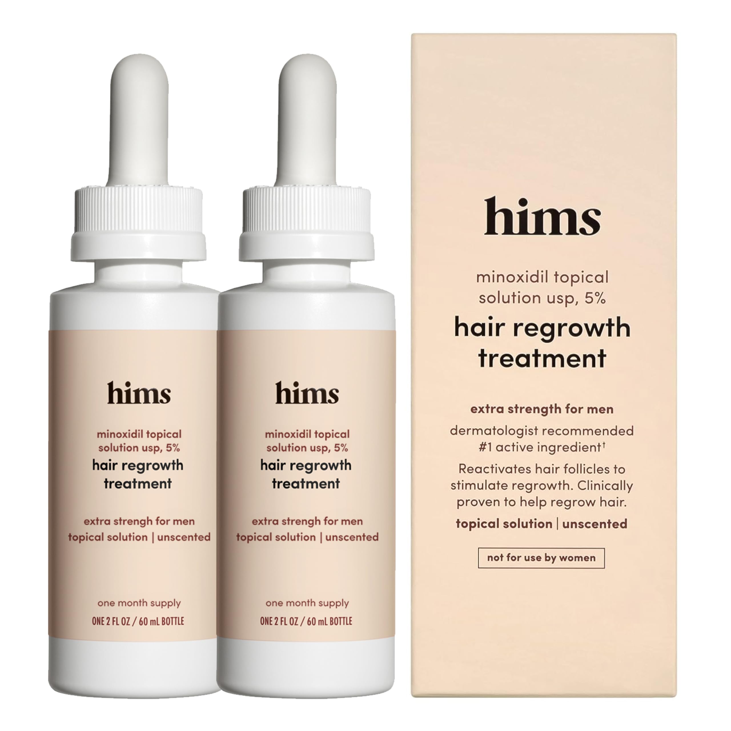hims Extra Strength Hair Regrowth Treatment for Men with 5% Topical Minoxidil Solution for Hair Loss and Thinning Hair, Unscente