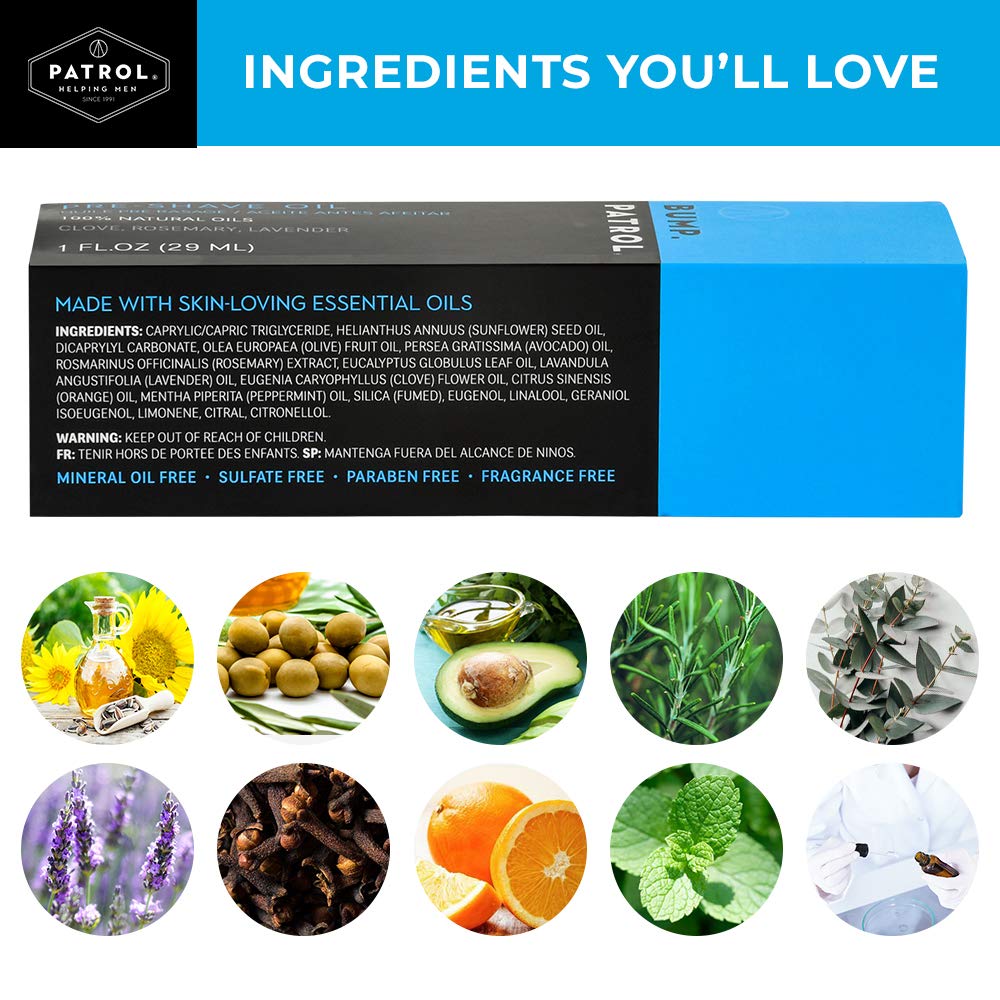 Bump Patrol Pre-Shave Oil For Men With Natural Essential Oils - Smooth Shave, Softer Skin - 1 Ounce - Pack Of 2