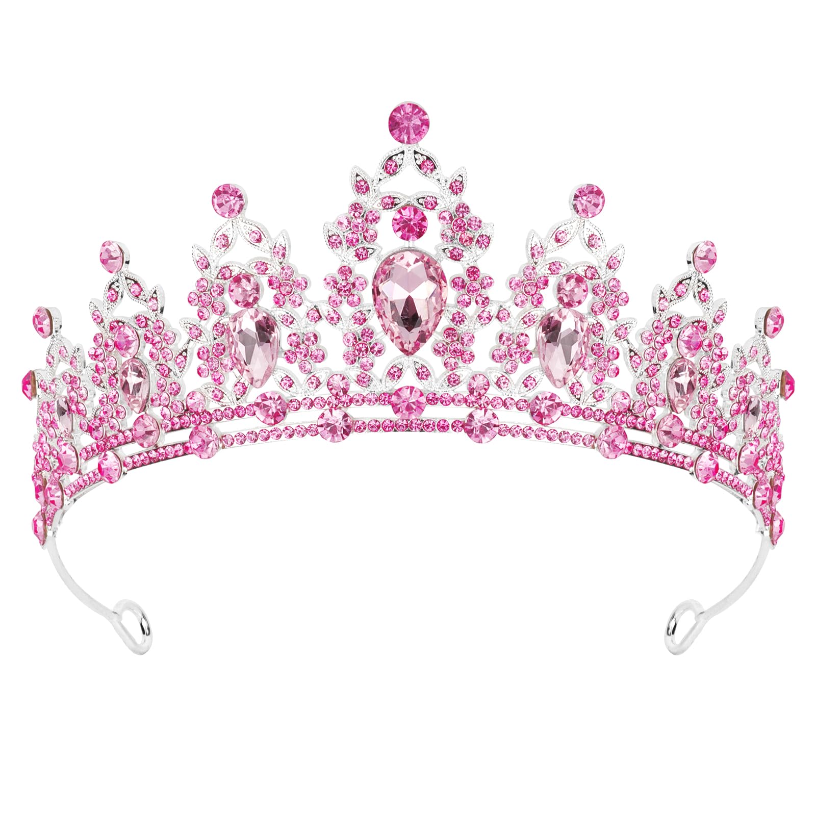 CIEHER Pink Crowns for Women Girls Princess Crown Tiara Queen Crown Luxury Rhinestone Pink Crown for Birthday Prom Party Hallowe
