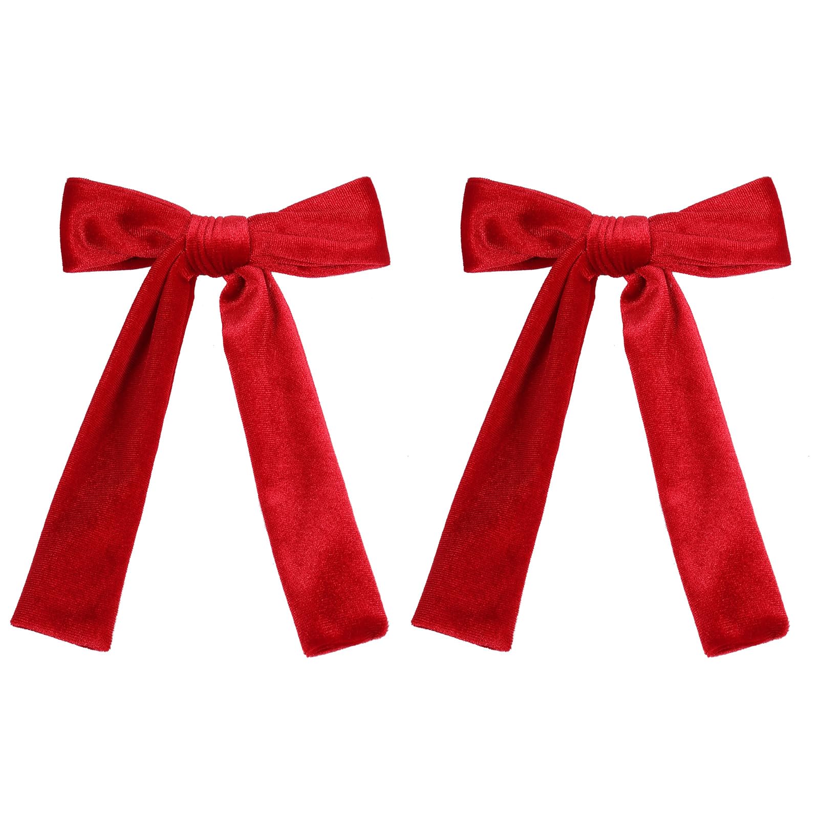 Velvet Velvet Long Tail Hair Bows for Women Girls 5'' Big Red Velvet Ribbon Ponytail Bow Alligator Clips Hairpins Hair Barrettes